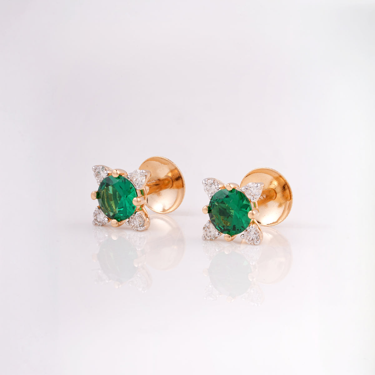 Emerald Cluster 18KT Diamond Earring
