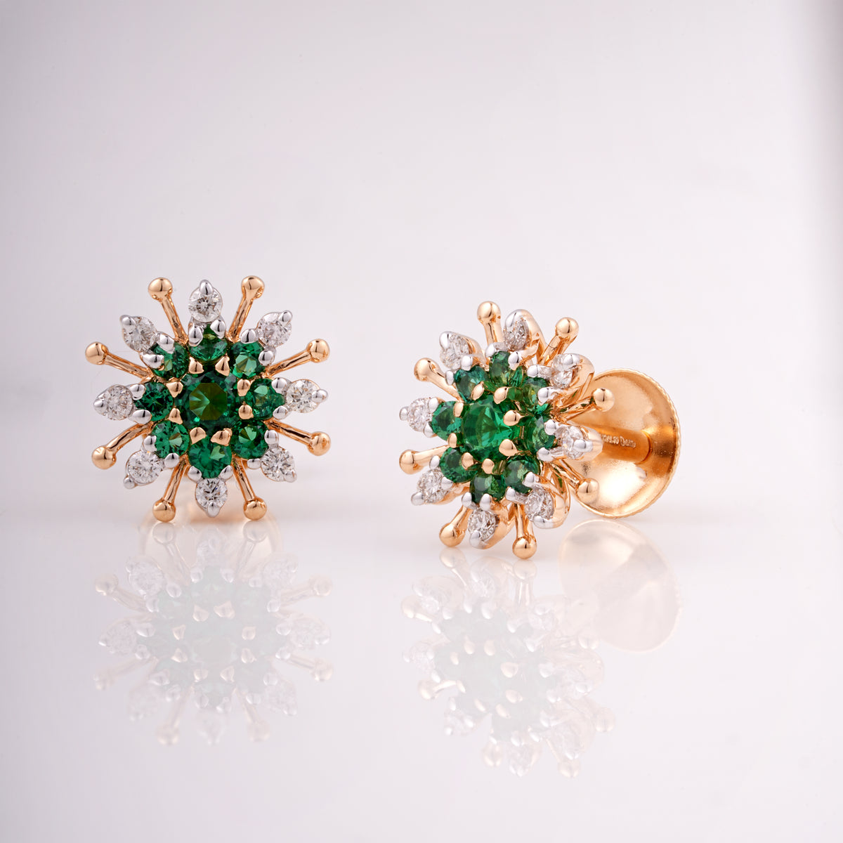 Emerald Starburst 18KT Diamond Earring