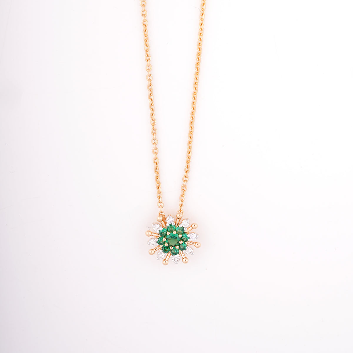 Emerald Starburst 18KT Diamond Pendant