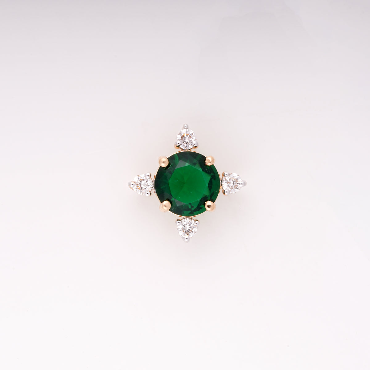 Emerald Solitaire 18KT Diamond Earring
