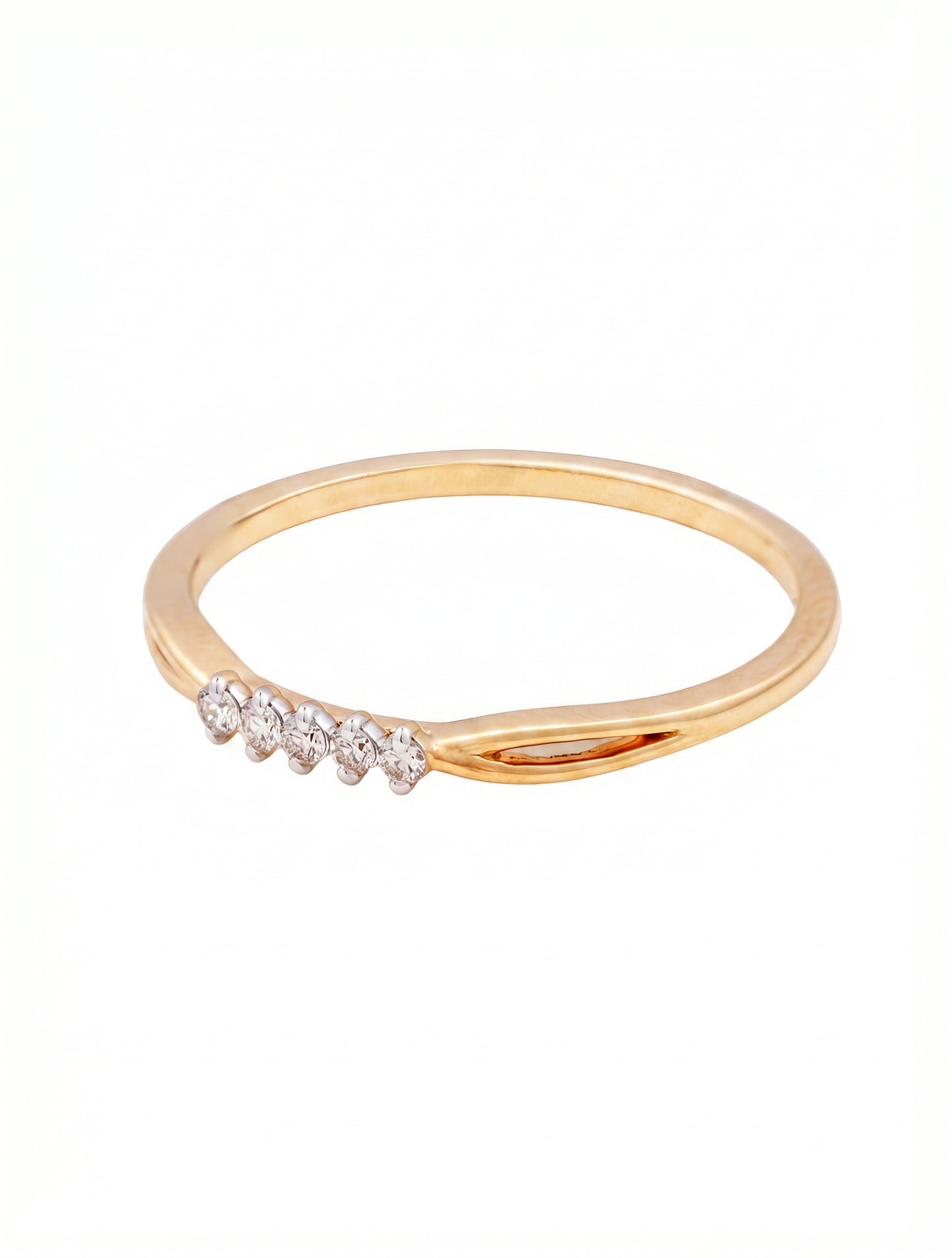 18kt Gold Five-Stone Band Daily Wear Diamond Ring for Women