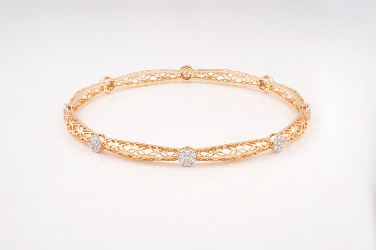 Gold Lattice 18KT Diamond Bangle