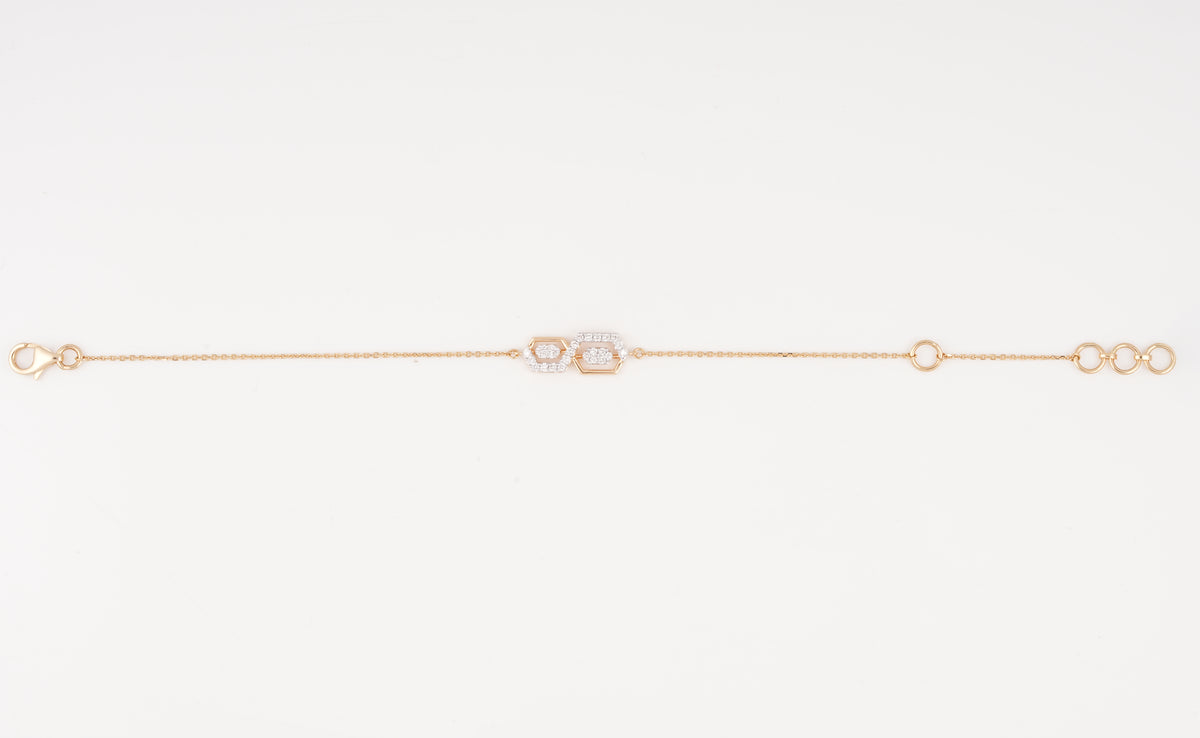 Rose Gold Geometric Infinity 18KT Diamond Bracelet