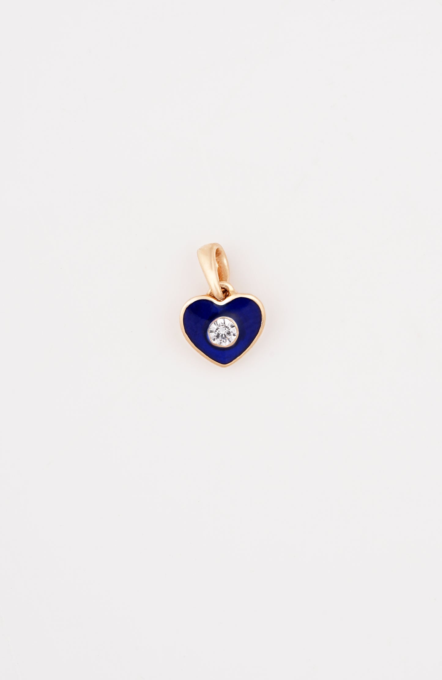 18kt Gold Kids Blue Enamel Heart Diamond Pendant for Kids