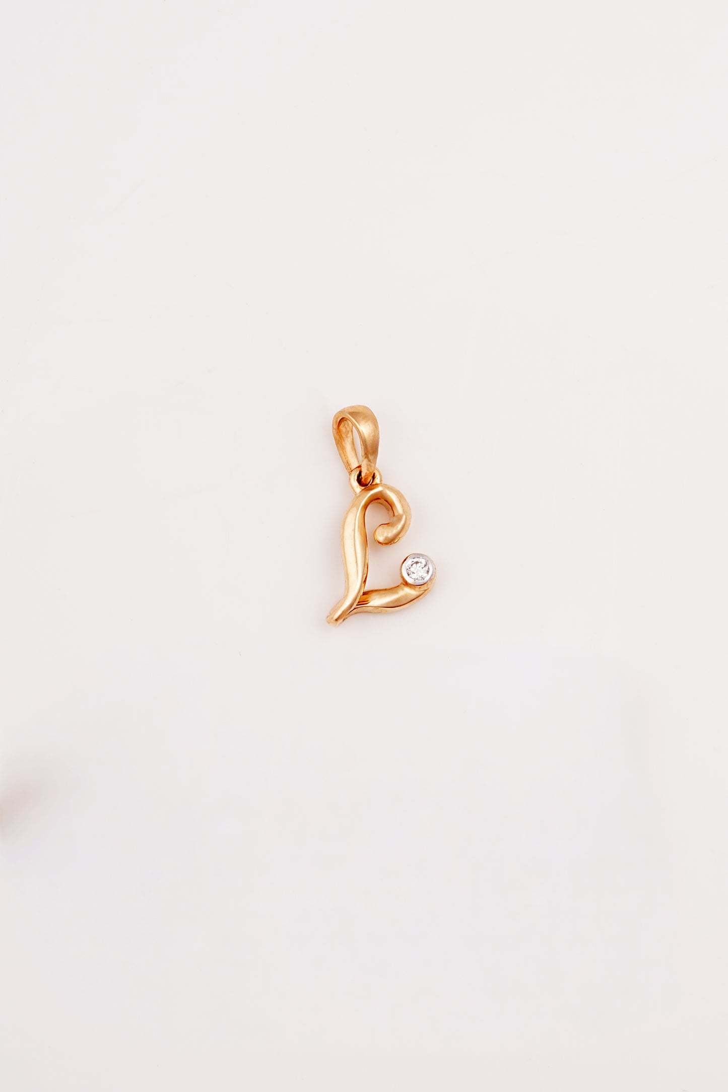 18kt Gold Initial L Daily Wear Diamond Pendant for Kids