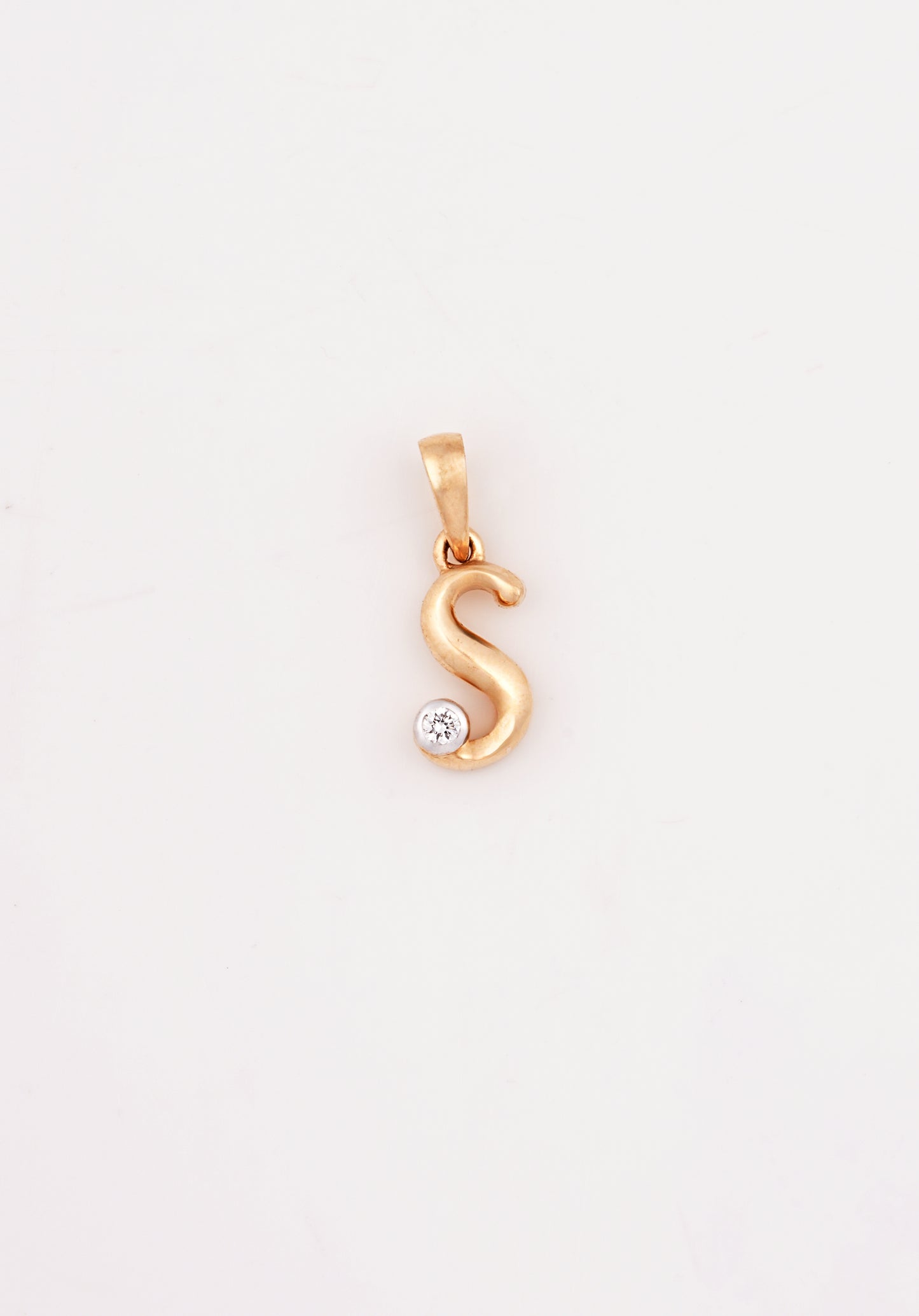 18kt Gold S Initial Daily Wear Diamond Pendant for Kids
