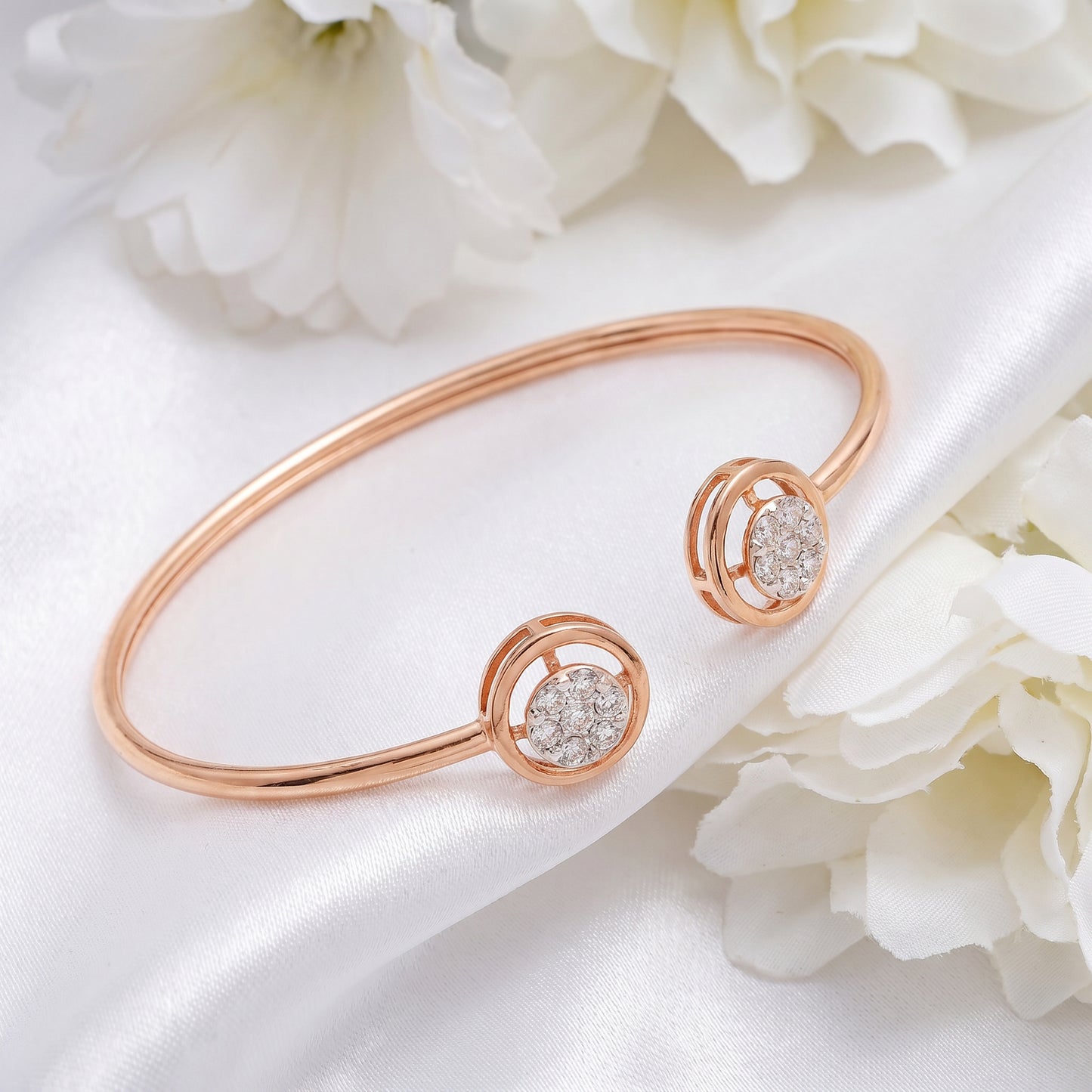 18Kt Gold Open Cuff Diamond Bangle for Women