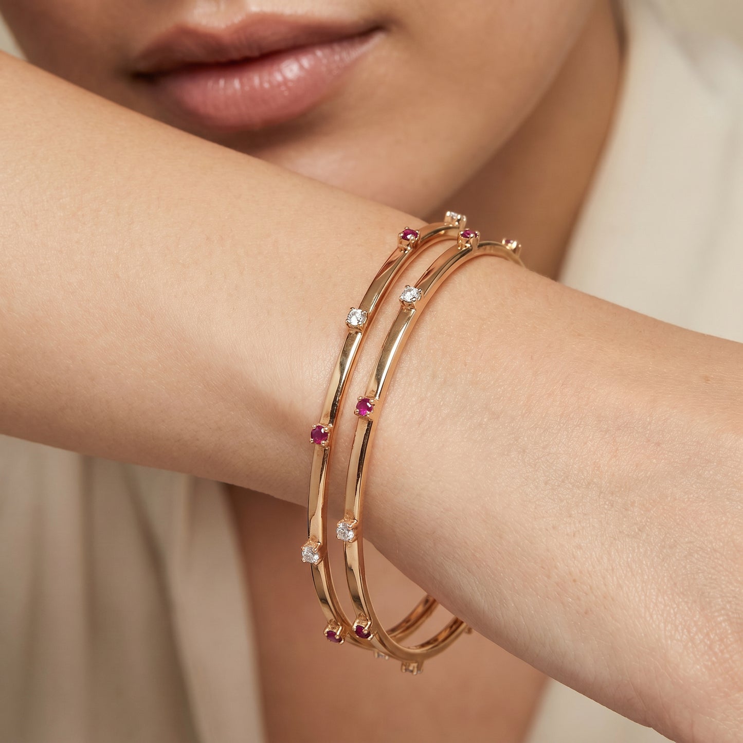 18Kt Gold Slim Daily Wear Bangle Set For Women