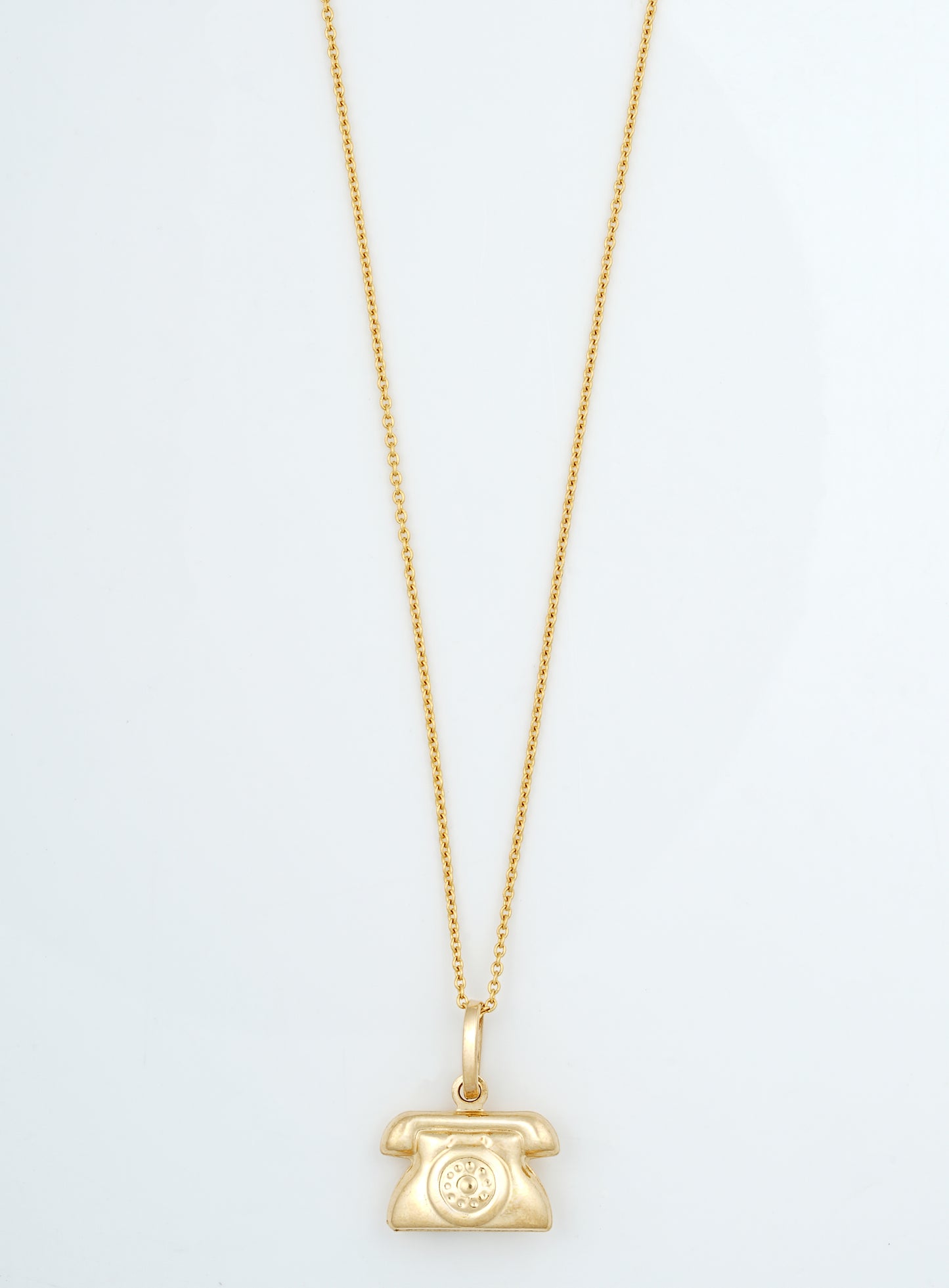 18kt Yellow Gold Retro Telephone Charm Pendant Necklace for Kids