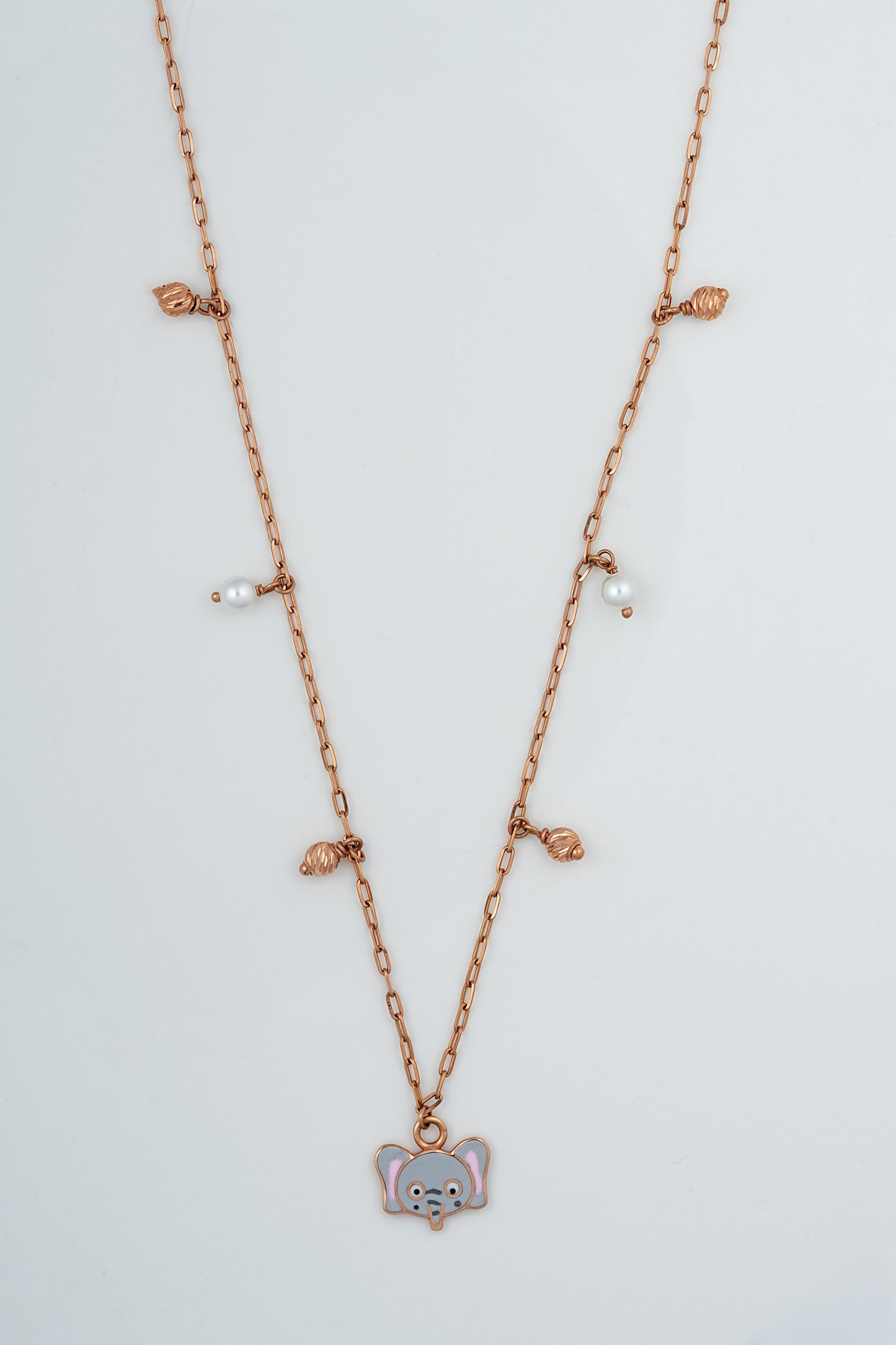 18Kt Gold Elephant Enamel Charm Necklace for Kids