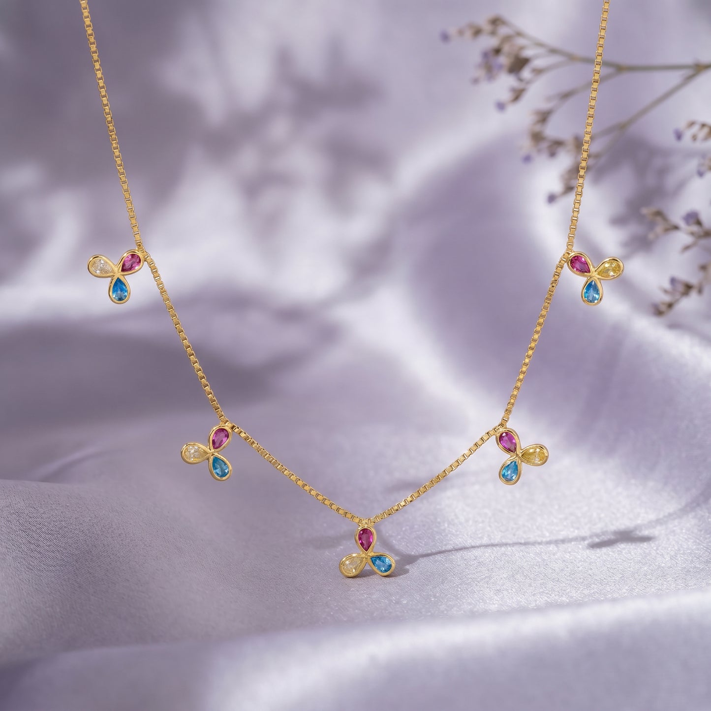 Sky Petal 18 KT Gold Necklace For Women
