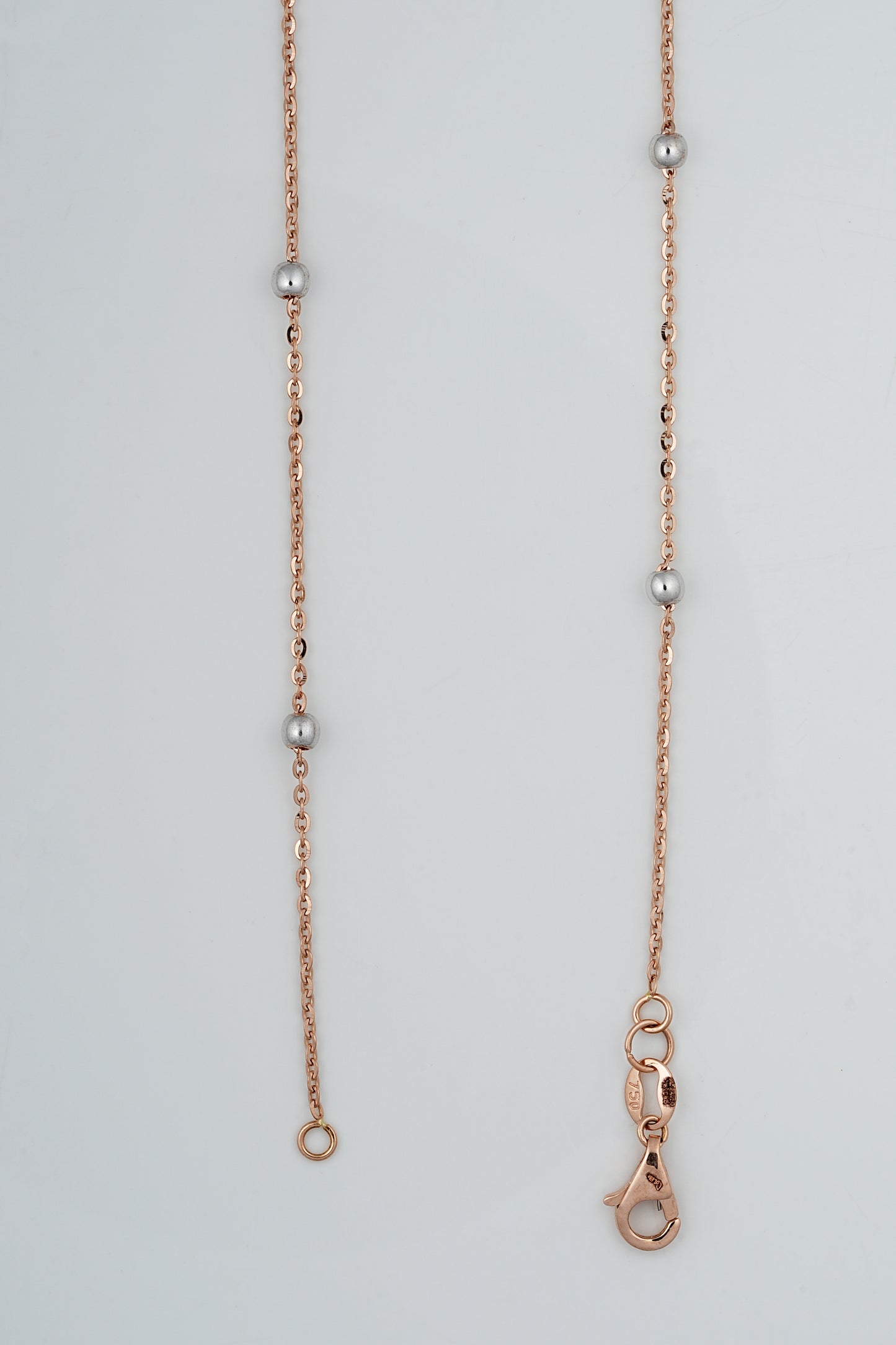 18Kt Rose Gold Bead Charm Anklet for Women