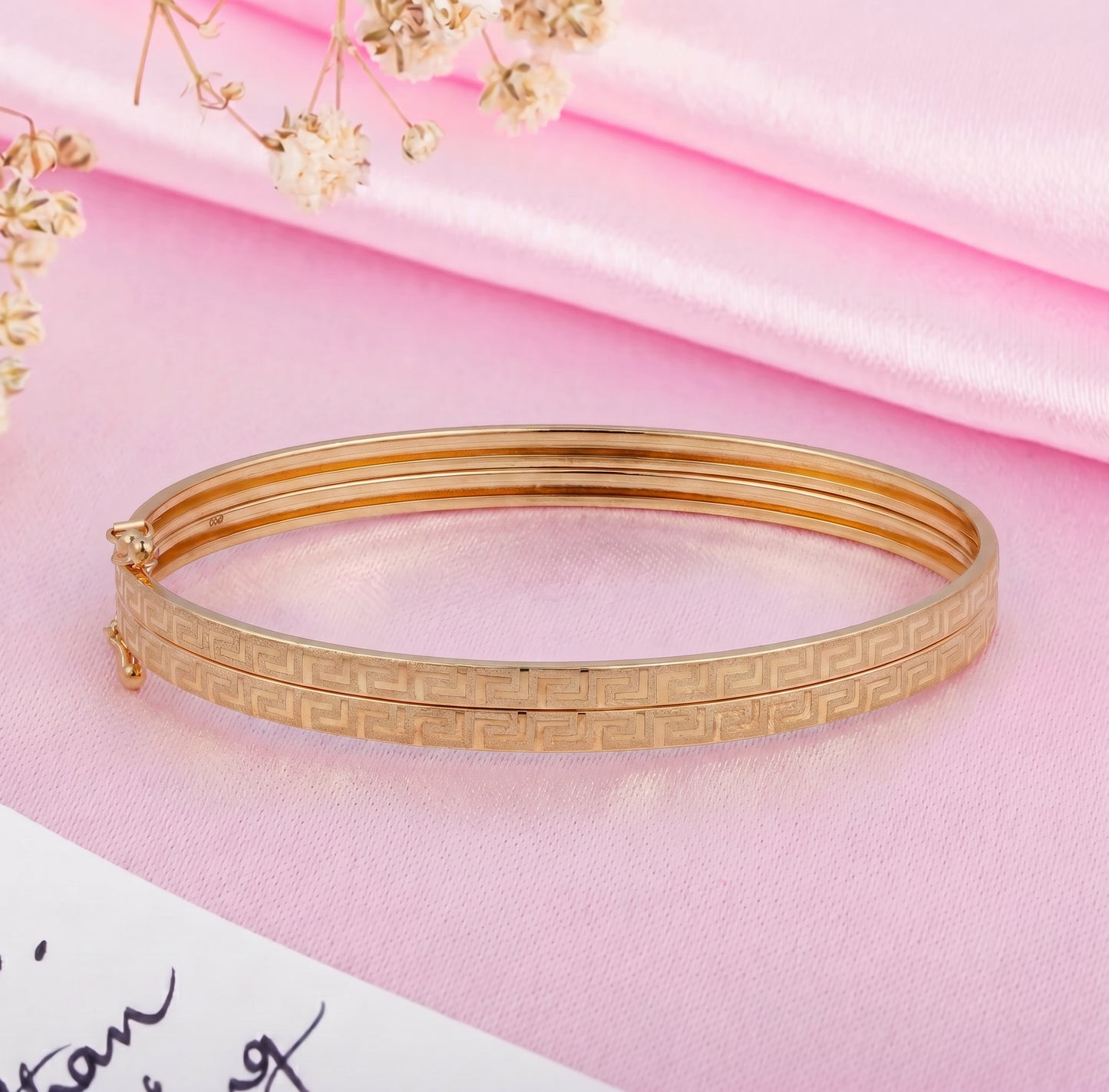18kt Yellow Gold Greek Key Unisex Kada