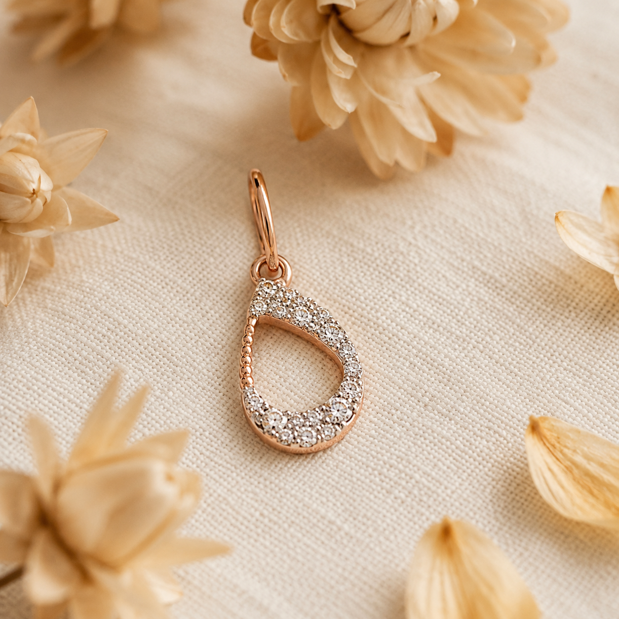 18KT Rose Gold Diamond Teardrop Pendant for Women