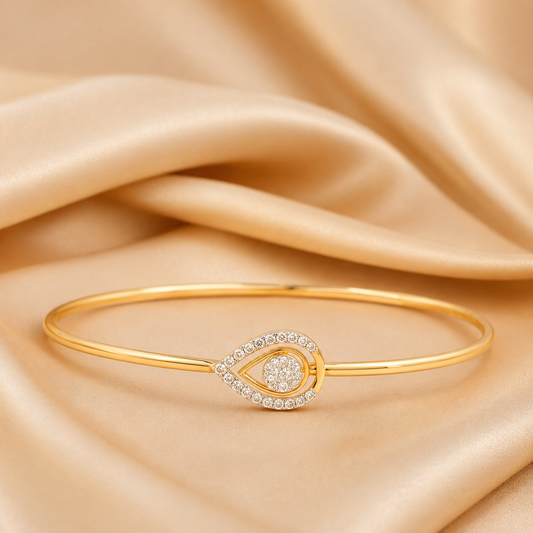 18KT Gold Diamond Teardrop Bangle Bracelet