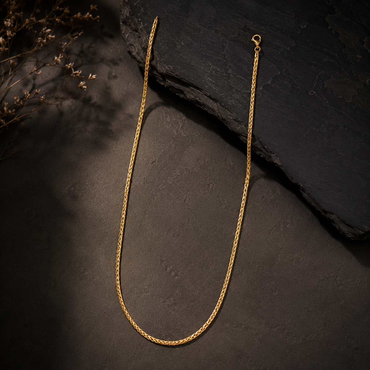 18Kt Yellow Gold Wheat Chain for Men