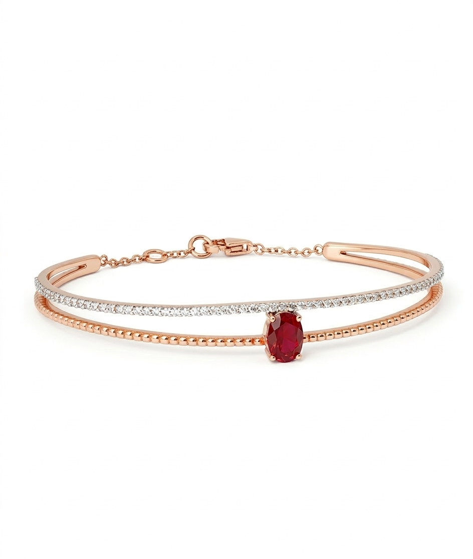 Ruby Solitaire Daily Wear Women's 18kt Diamond Bangle