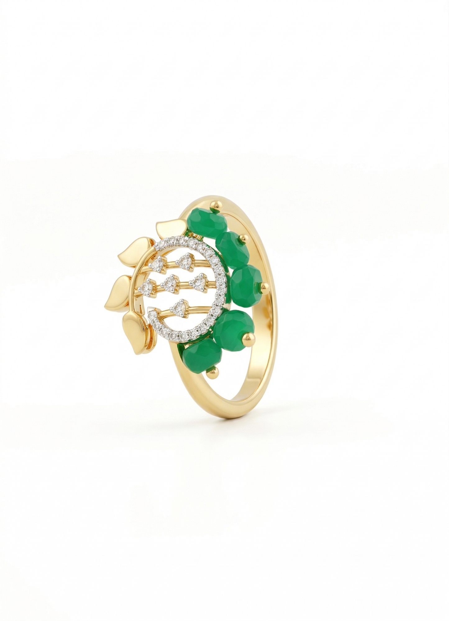 Emerald Bloom 18kt Diamond Ring for Festive Wear