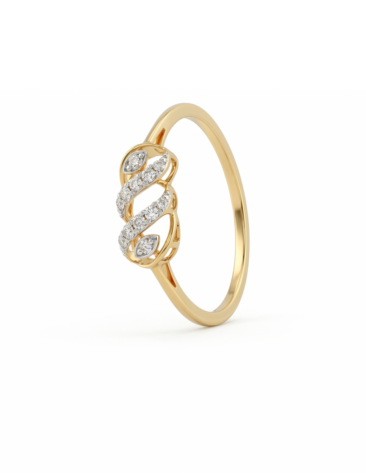 Infinity Wave 18kt Diamond Ring for Office Wear
