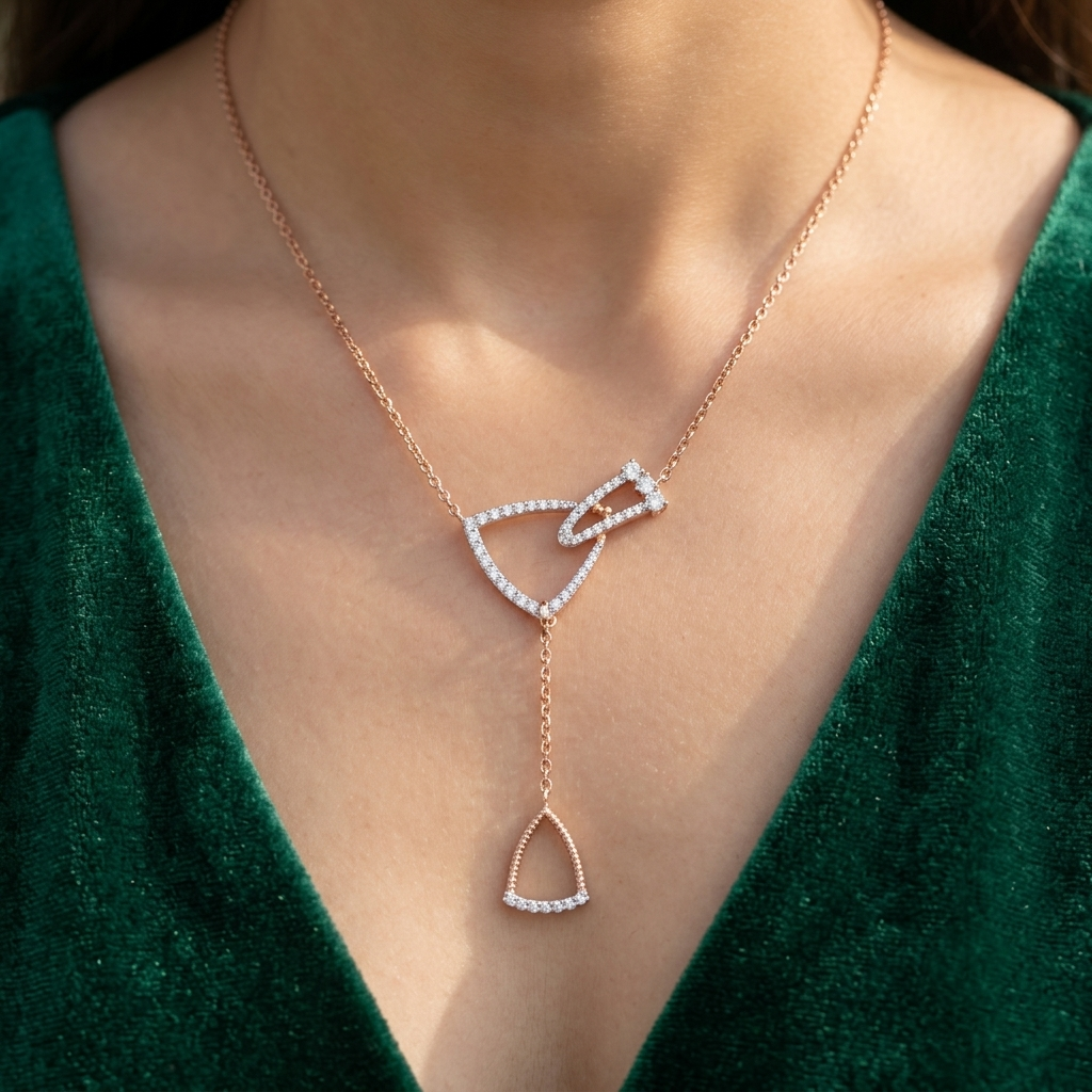 18KT Rose Gold Diamond Chain Necklace For Women