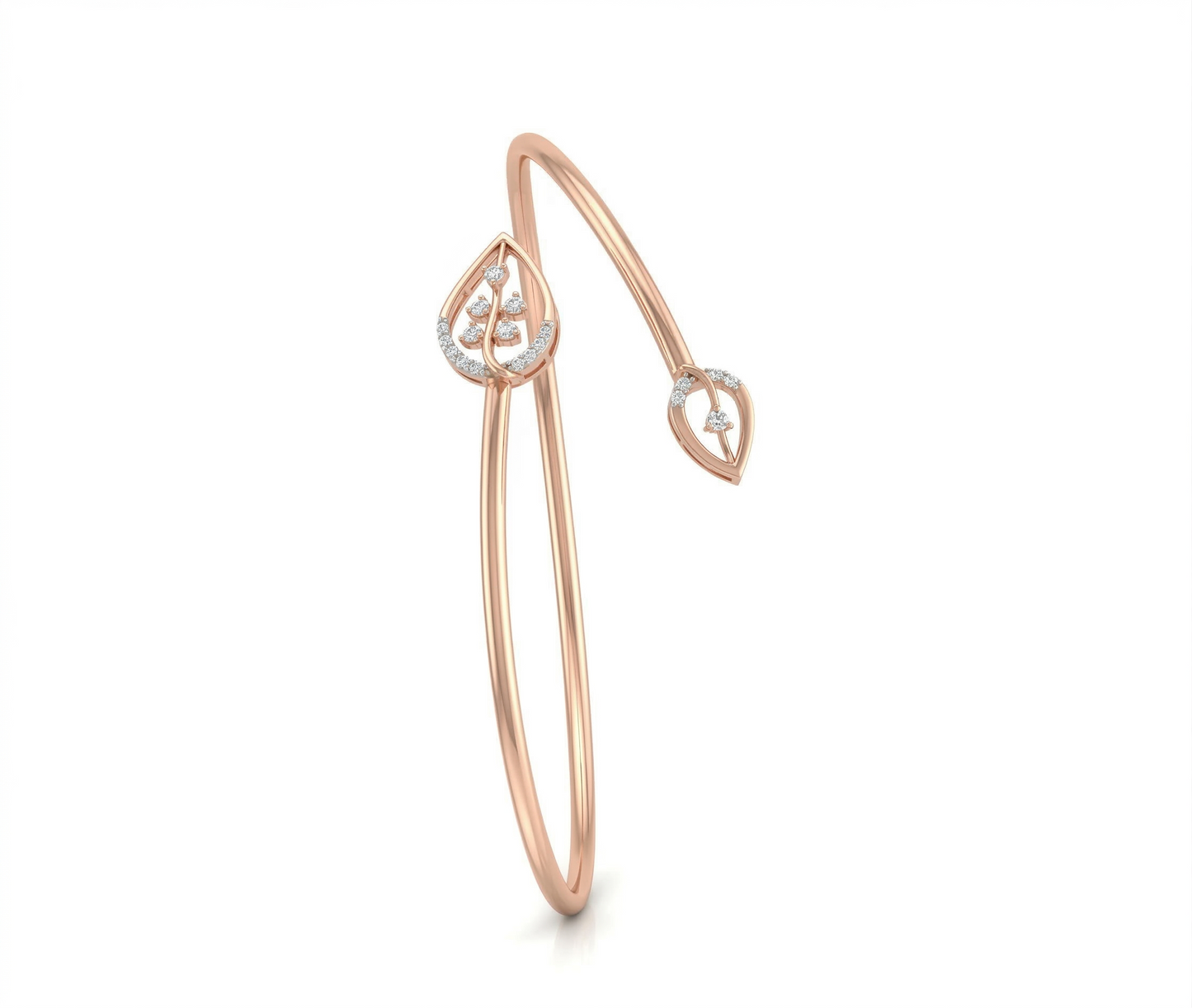 Leaf Tip Daily Wear 18kt Gold Diamond Bangle For Women