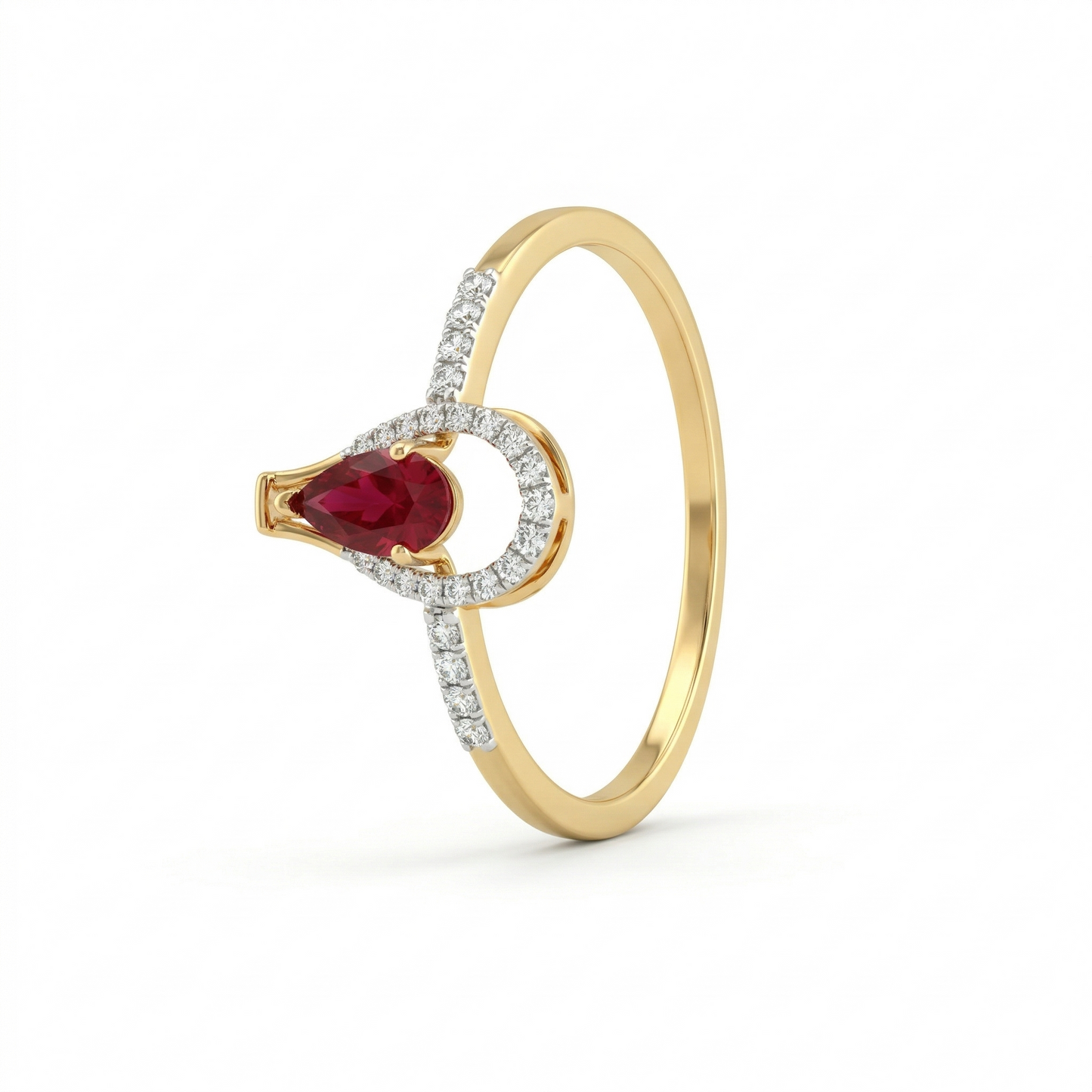 Ruby Teardrop 18kt Diamond Ring for Women