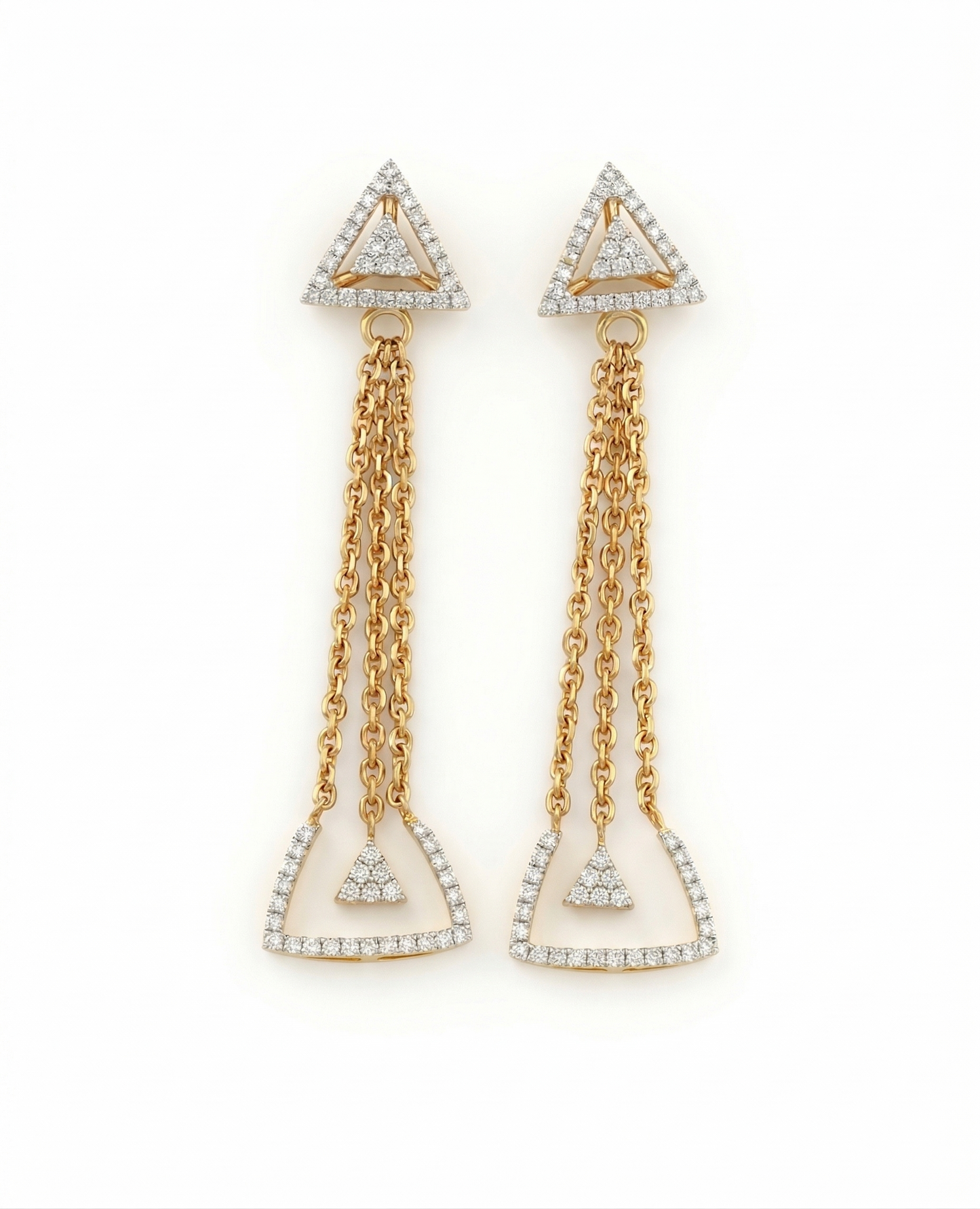 Tri-Glow Geometric 18kt Diamond Party Wear Earrings