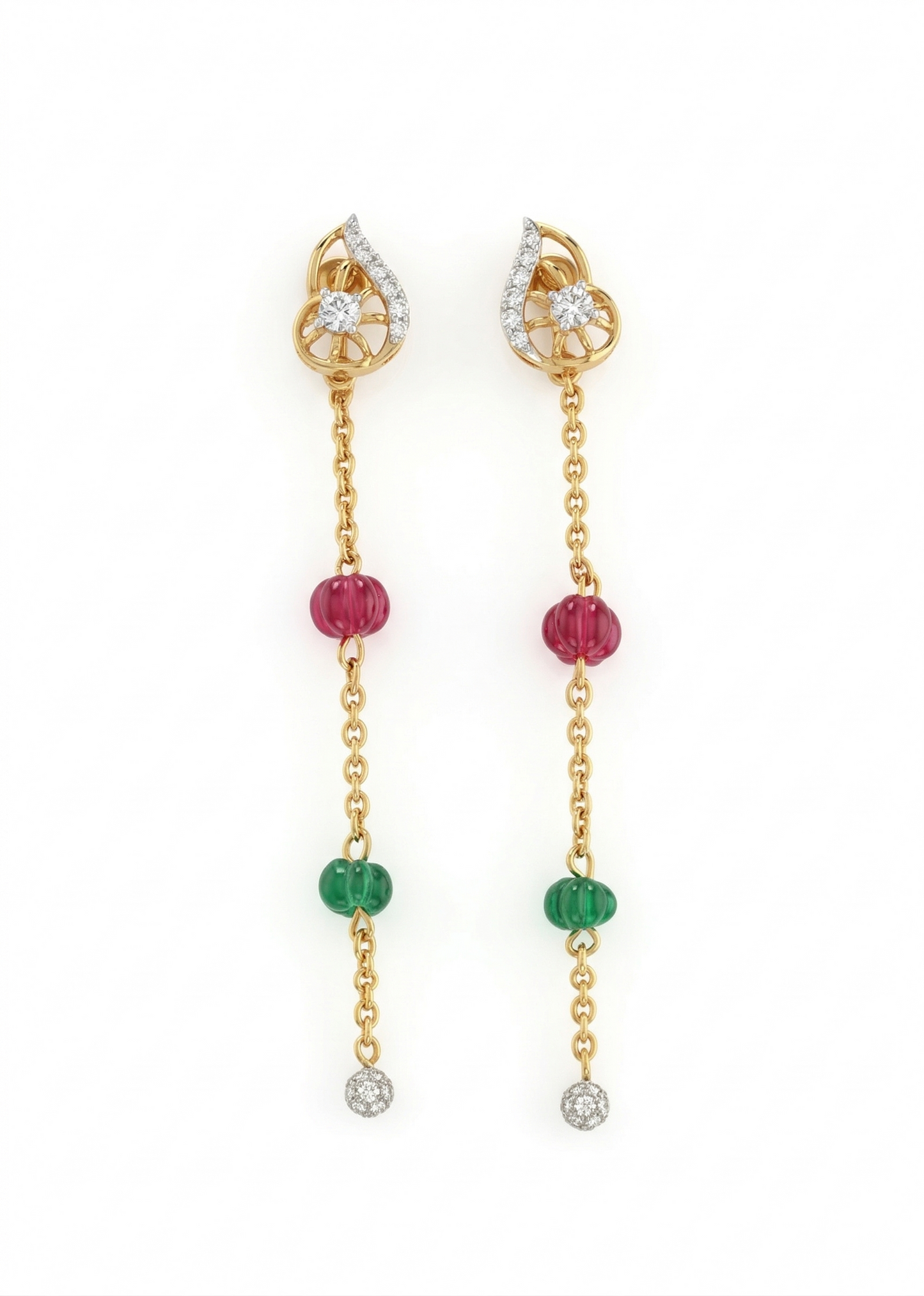Paisley Harmony 18kt Gold Drop Party Wear Earrings