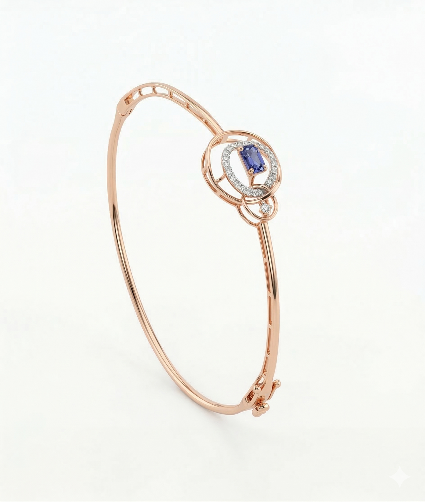 Tanzanite & Diamond Bangle in 18kt Rose Gold For Women