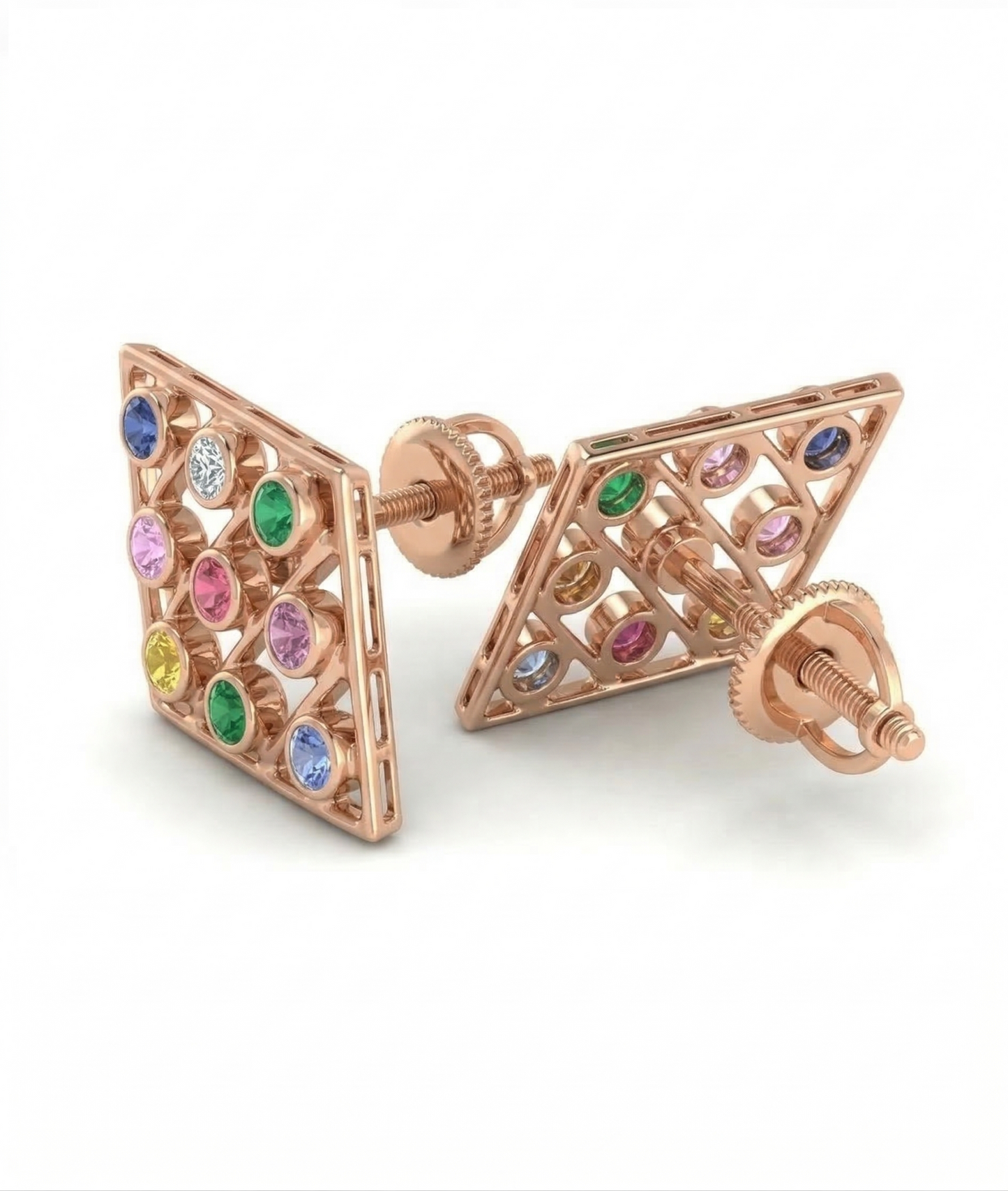 Prismora 18kt Gold Colourstones Stud Earring for Women