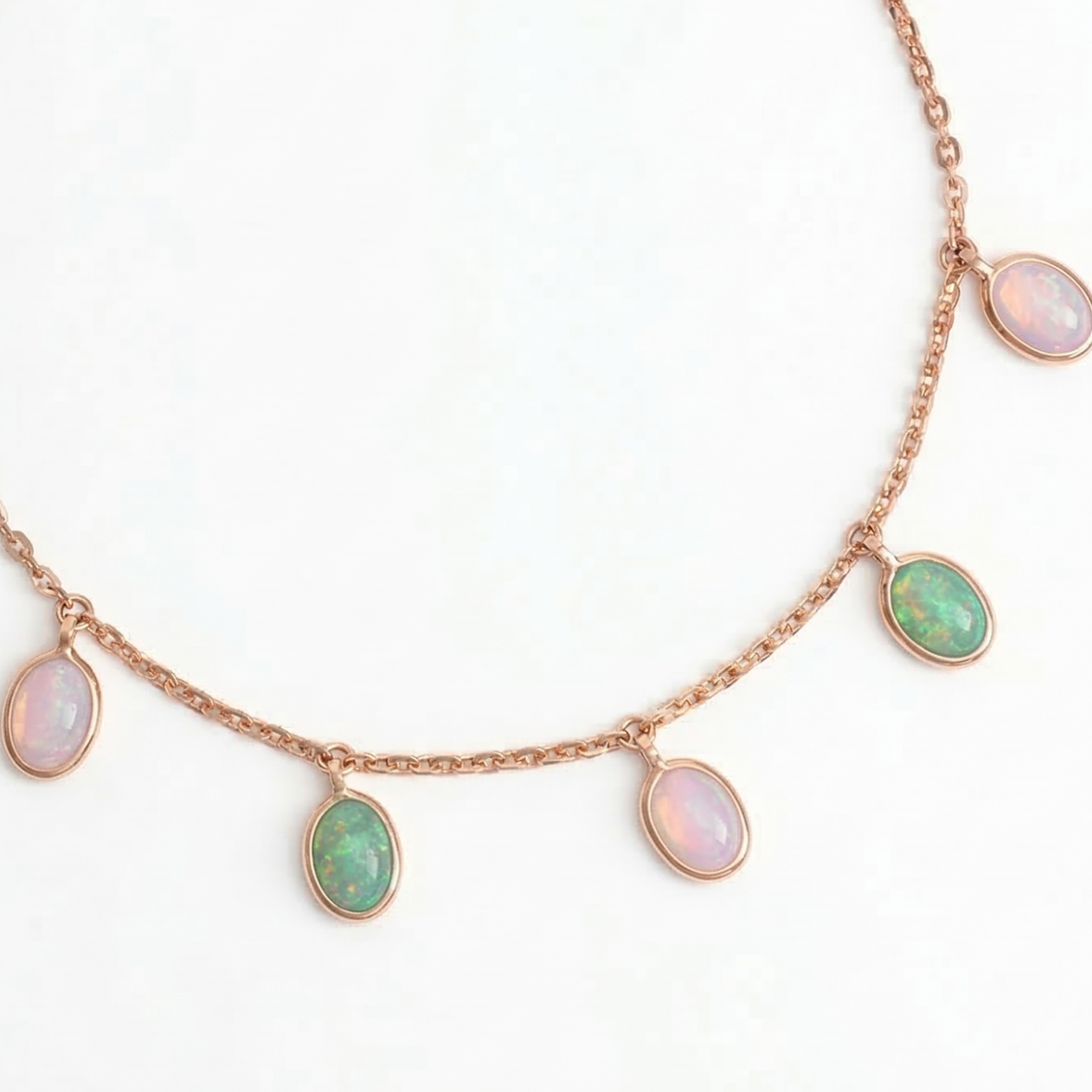 Opal Colourful Charm 18kt Rose Gold Chain Bracelet for Women