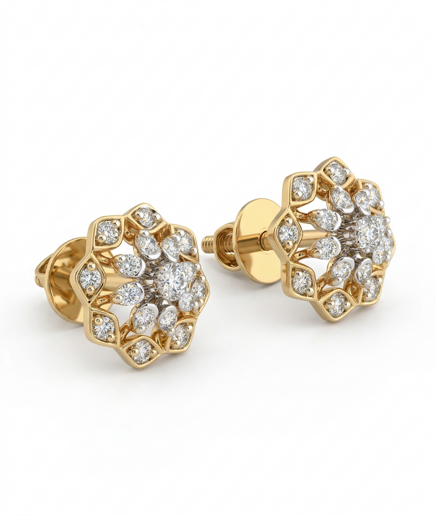 Heirloom Blossom 18kt Diamond Stud Earrings for Women