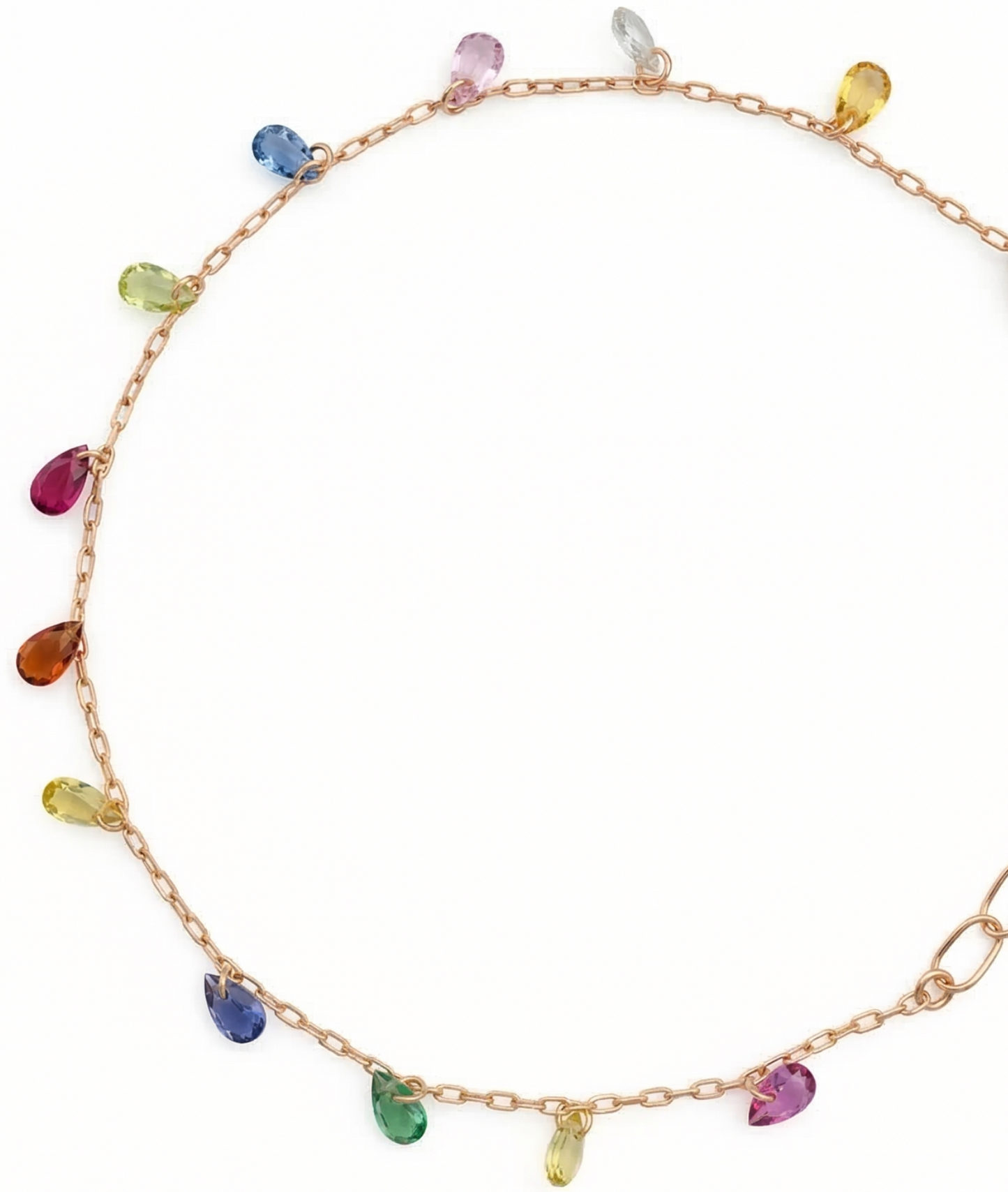 Rainbow Briolette Charm Bracelet in 18kt Rose Gold