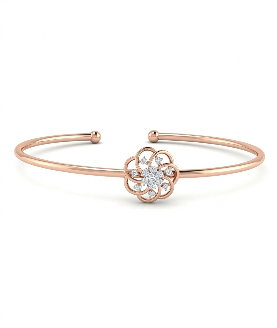 Bloom Diamond Cuff Bracelet in 18kt Rose Gold