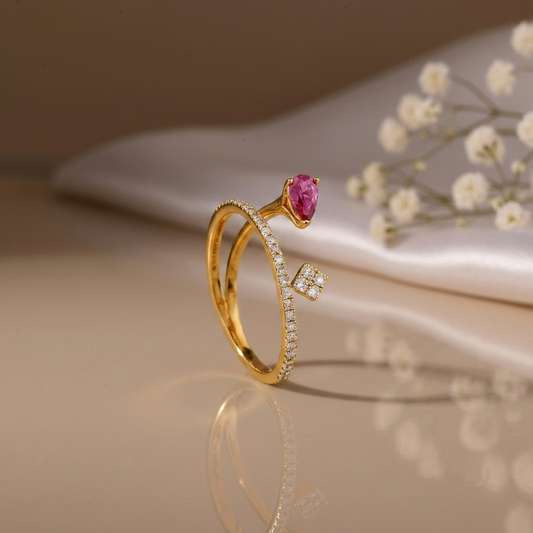 18KT Gold Diamond & Colour Stone Party Ring for Women