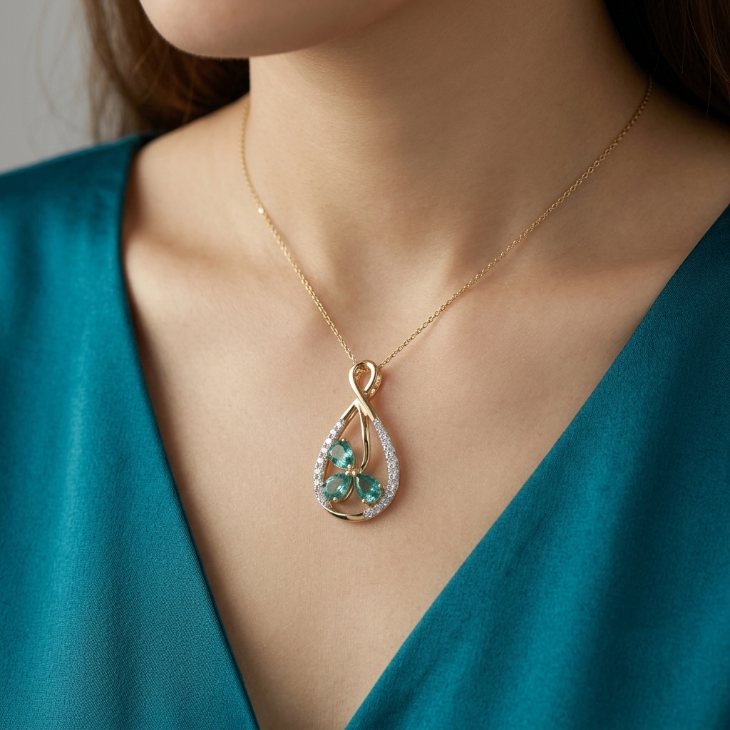 18KT Gold Diamond & Colour Stone Pendant