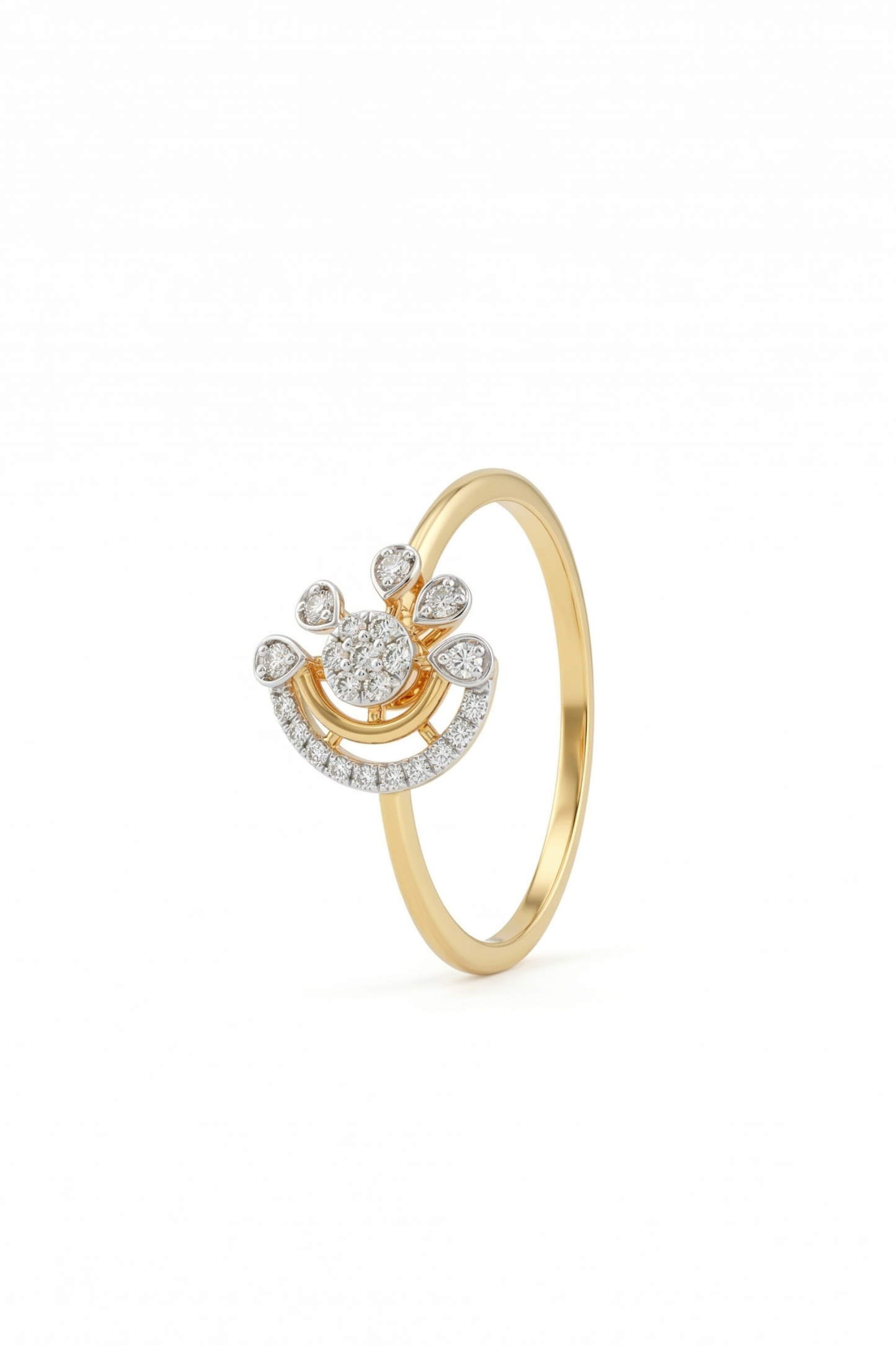 Crescent Crown 18kt Diamond Ring for Women