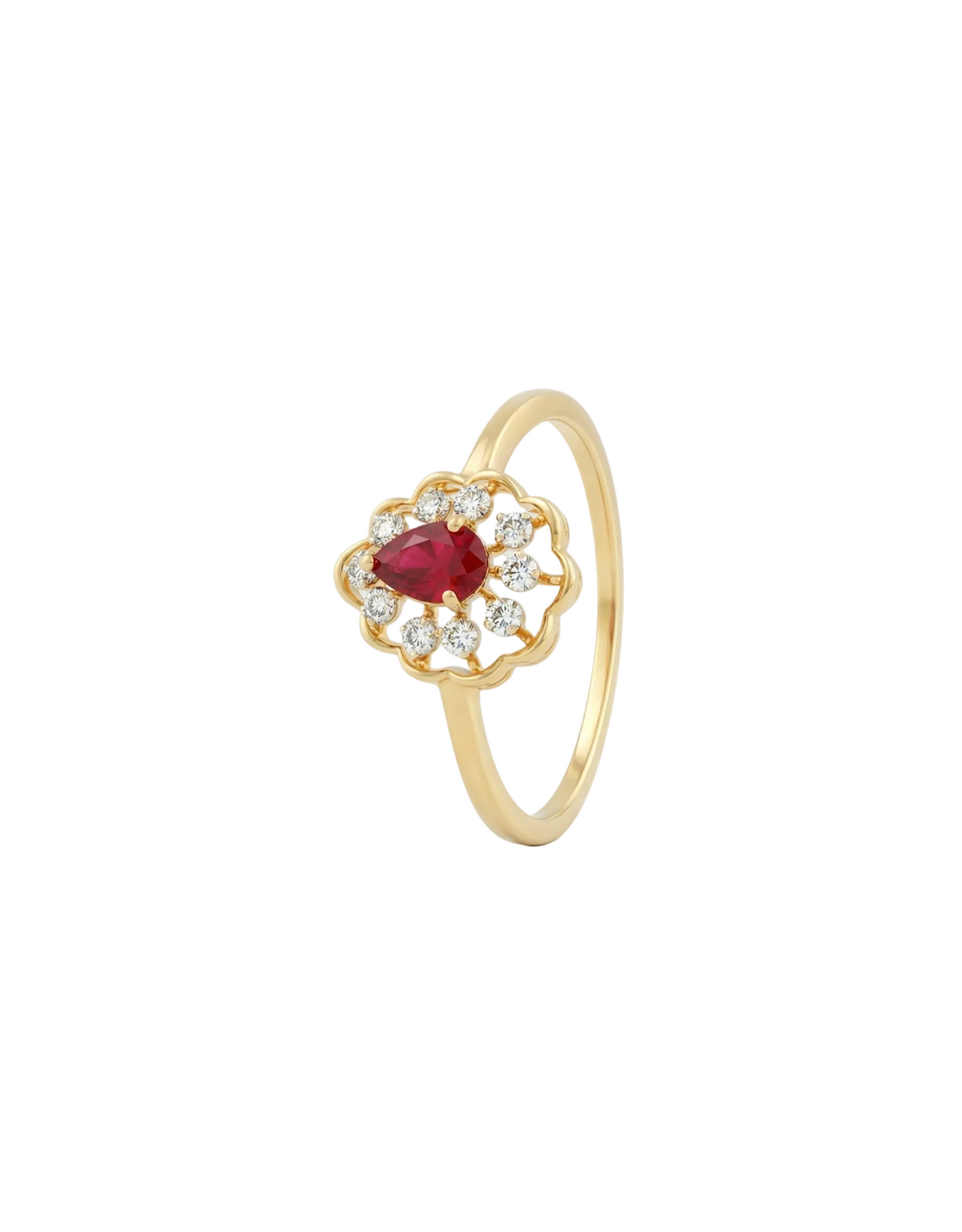 Ruby Blossom Scallop 18kt Diamond Ring for Women