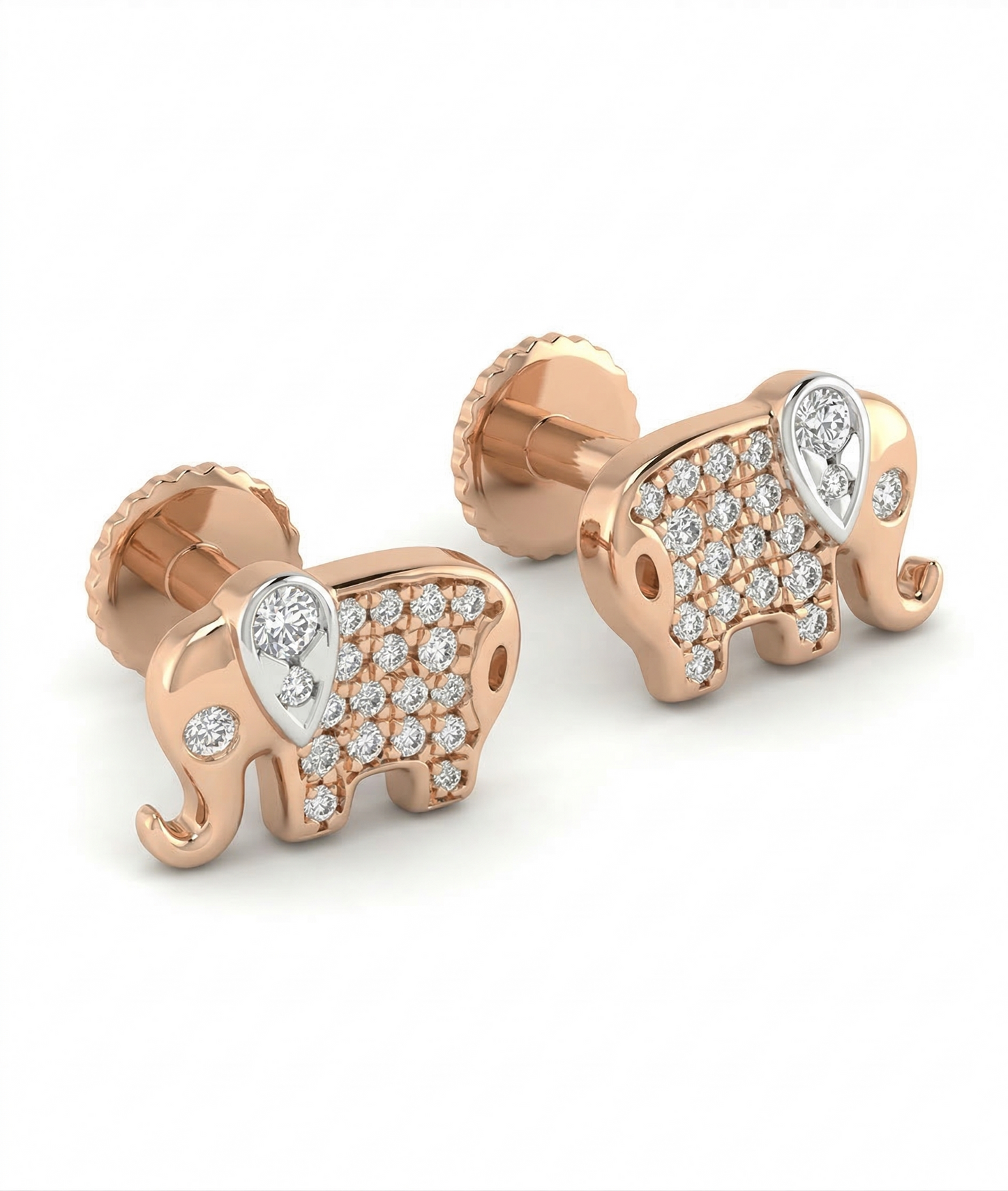 Golden Trunk 18kt Diamond Earrings for Kids