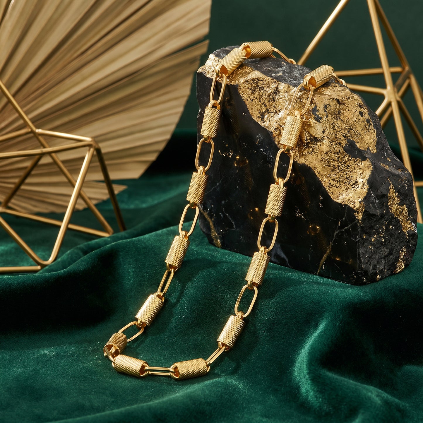 Drum Link 18 KT Gold Chain for Men