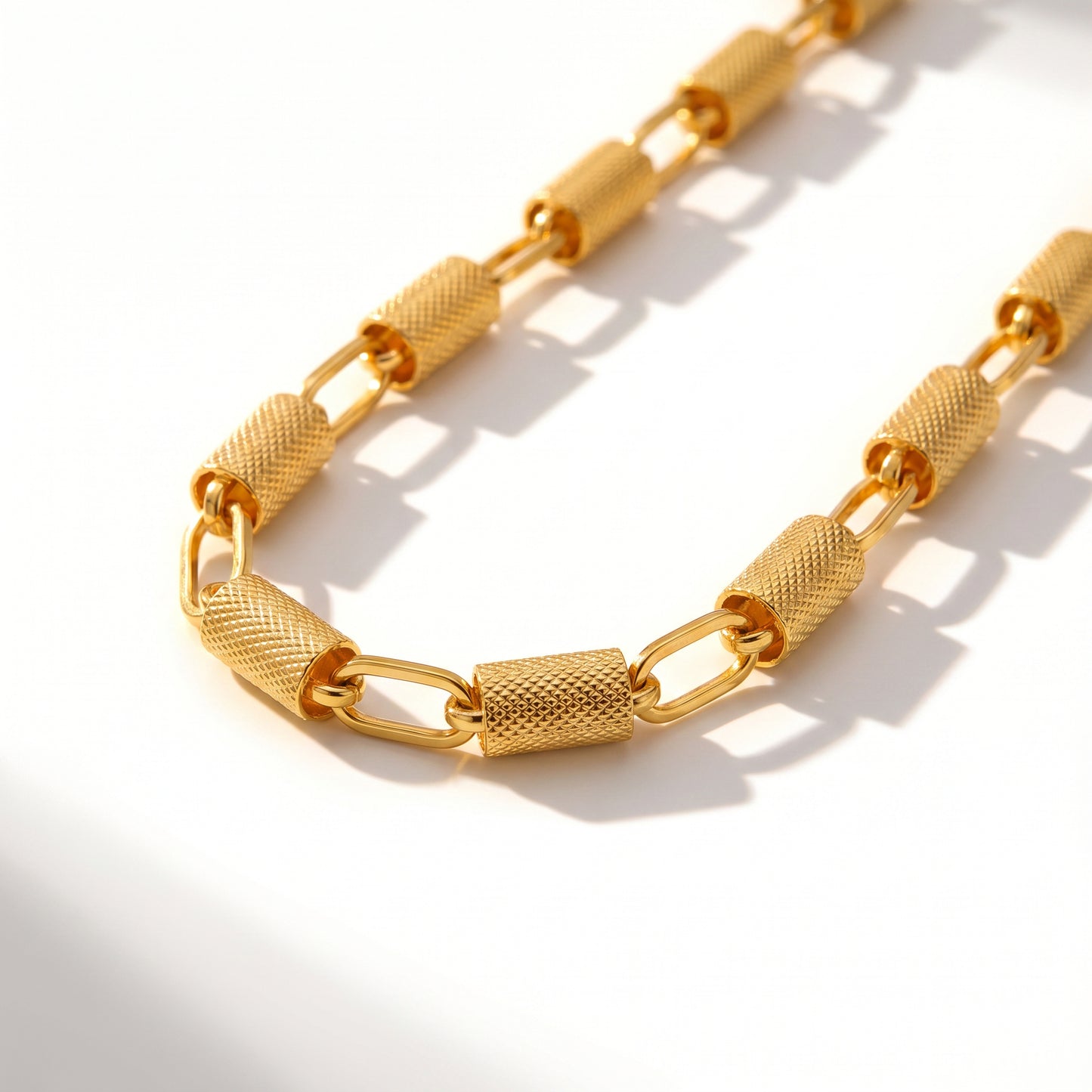Drum Link 18 KT Gold Chain for Men