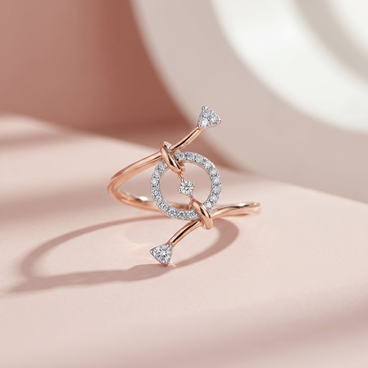 Kamaan Diamond Arrow Circle 18kt Rose Gold Ring