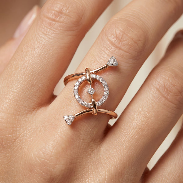 Kamaan Diamond Arrow Circle 18kt Rose Gold Ring
