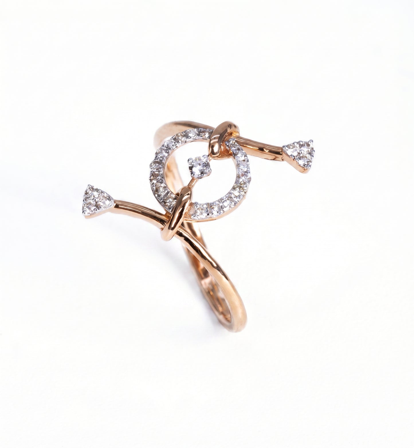 Kamaan Diamond Arrow Circle 18kt Rose Gold Ring