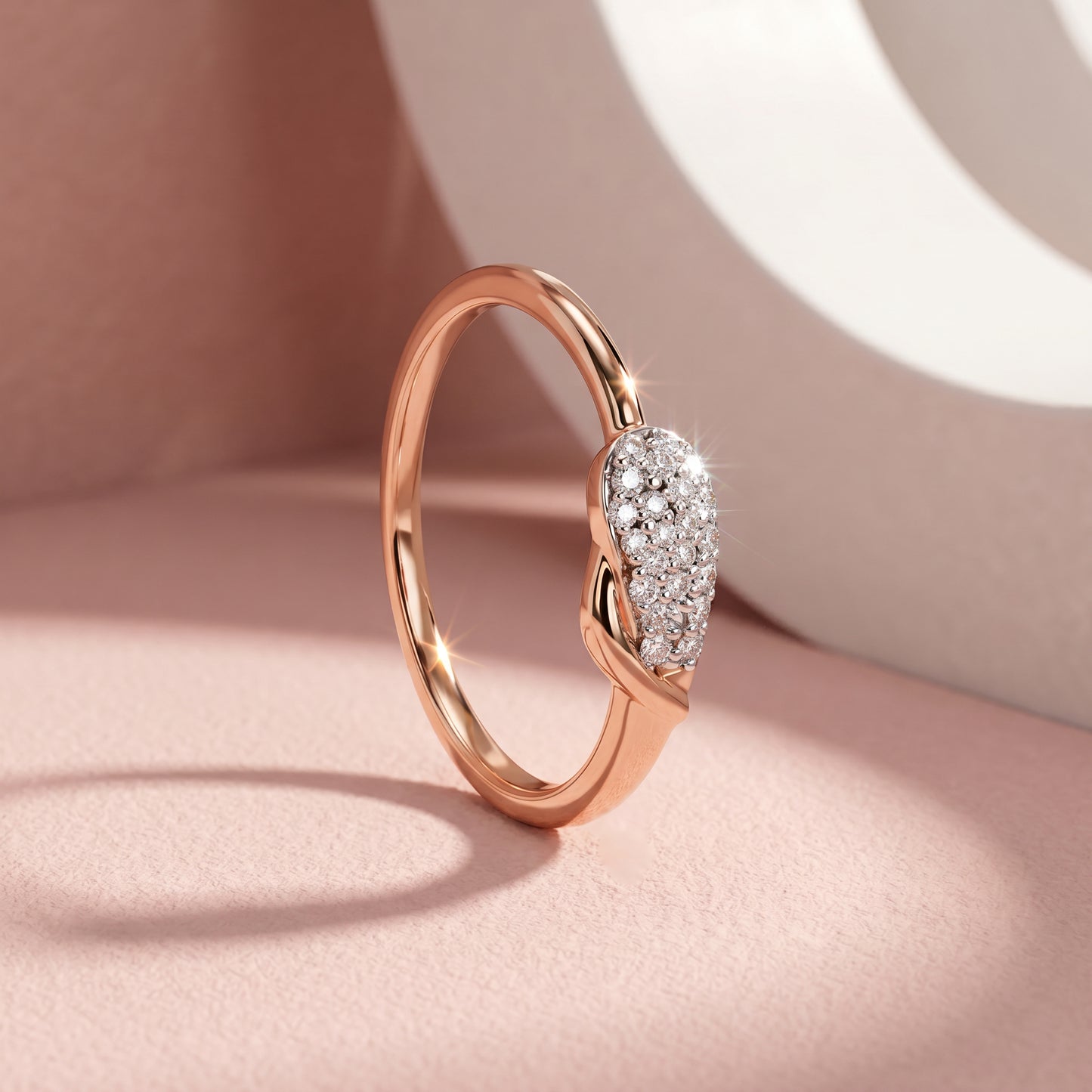 Paakhi Diamond Petal 18kt Rose Gold Ring For Women
