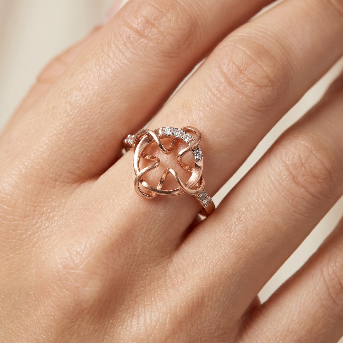 Anant Diamond Infinity Knot 18kt Rose Gold Ring