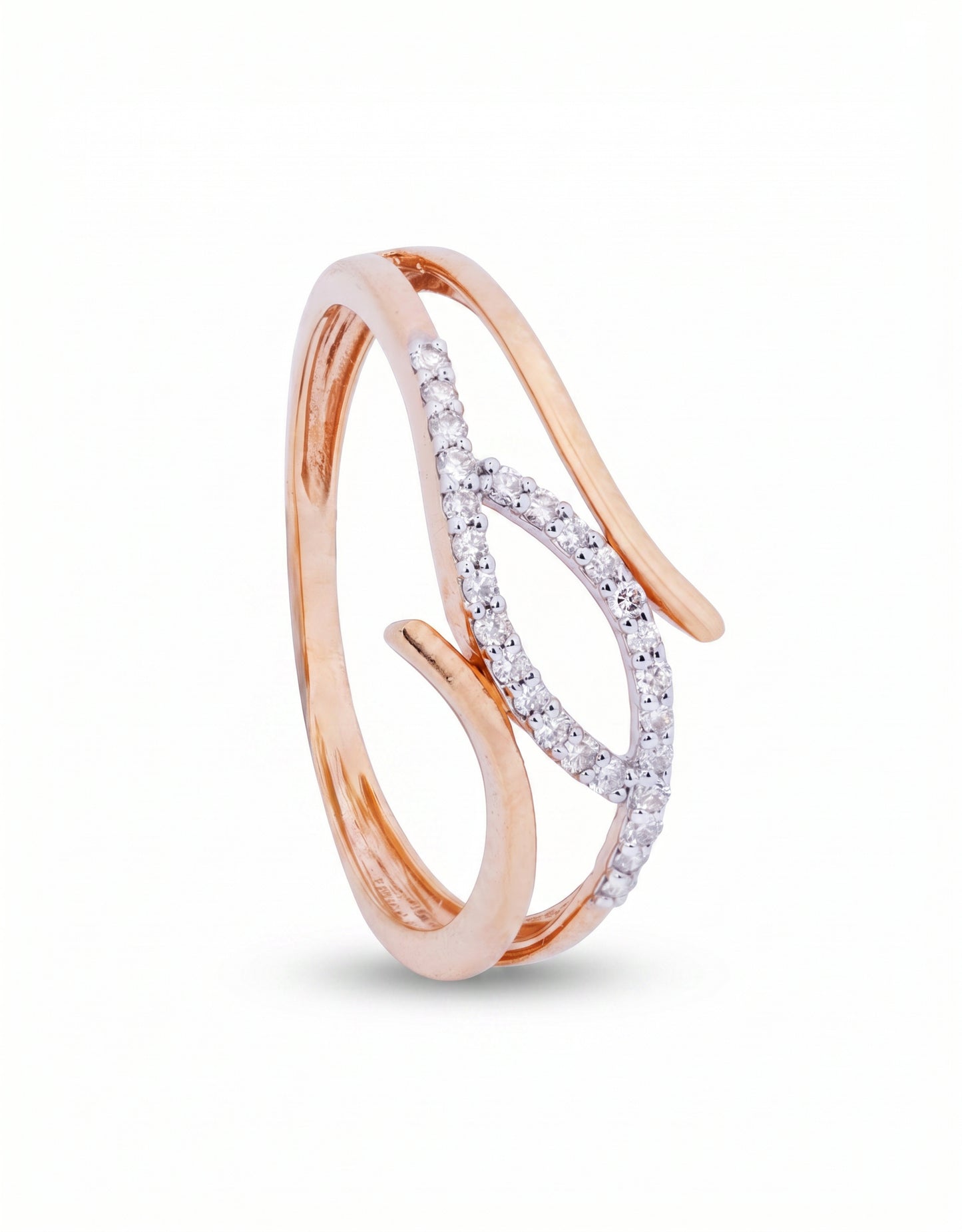 Lehar Diamond Wave 18kt Rose Gold Ring for Women