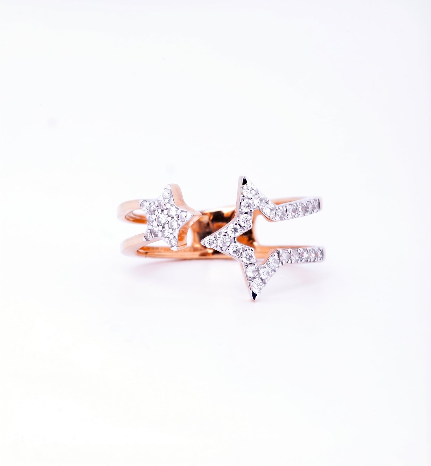 Sitara Diamond Double Star 18kt Rose Gold Ring