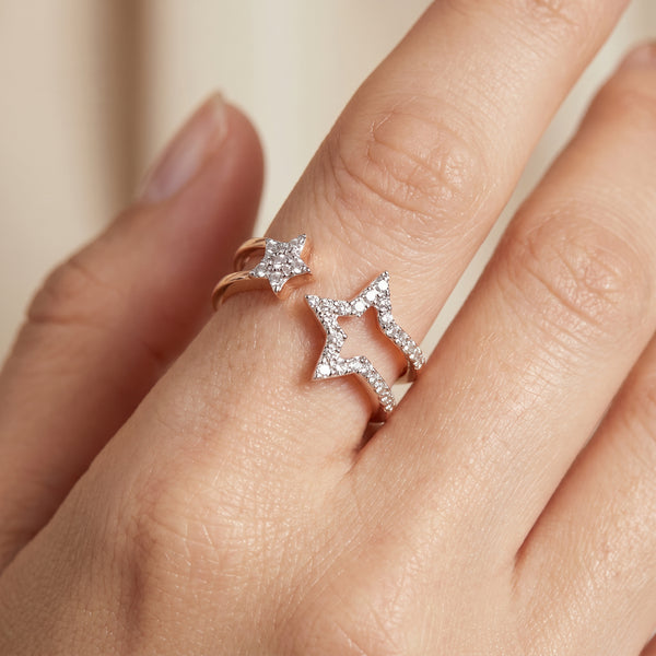 Sitara Diamond Double Star 18kt Rose Gold Ring