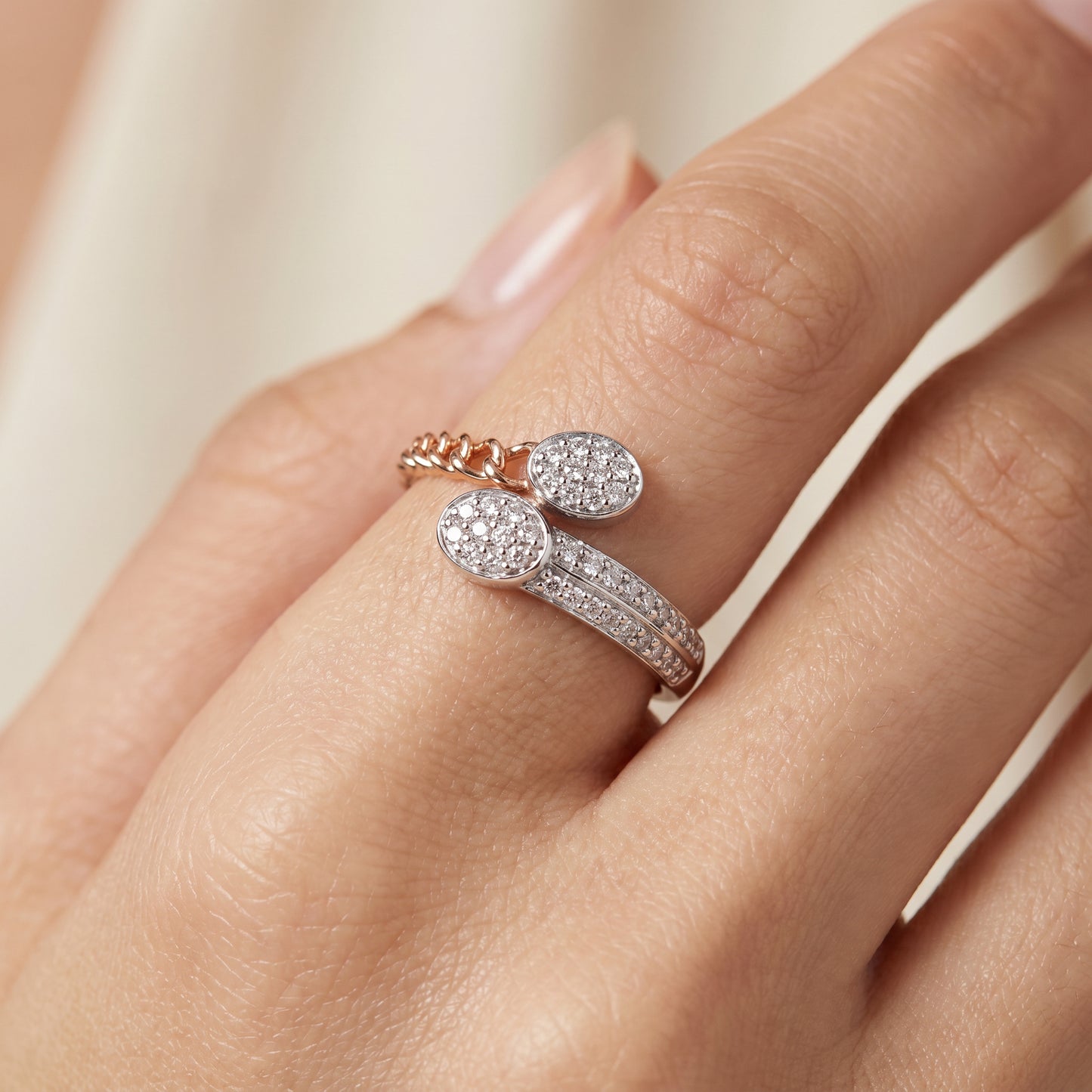 Nagin Diamond Snake Wrap 18kt Two-Tone Gold Ring